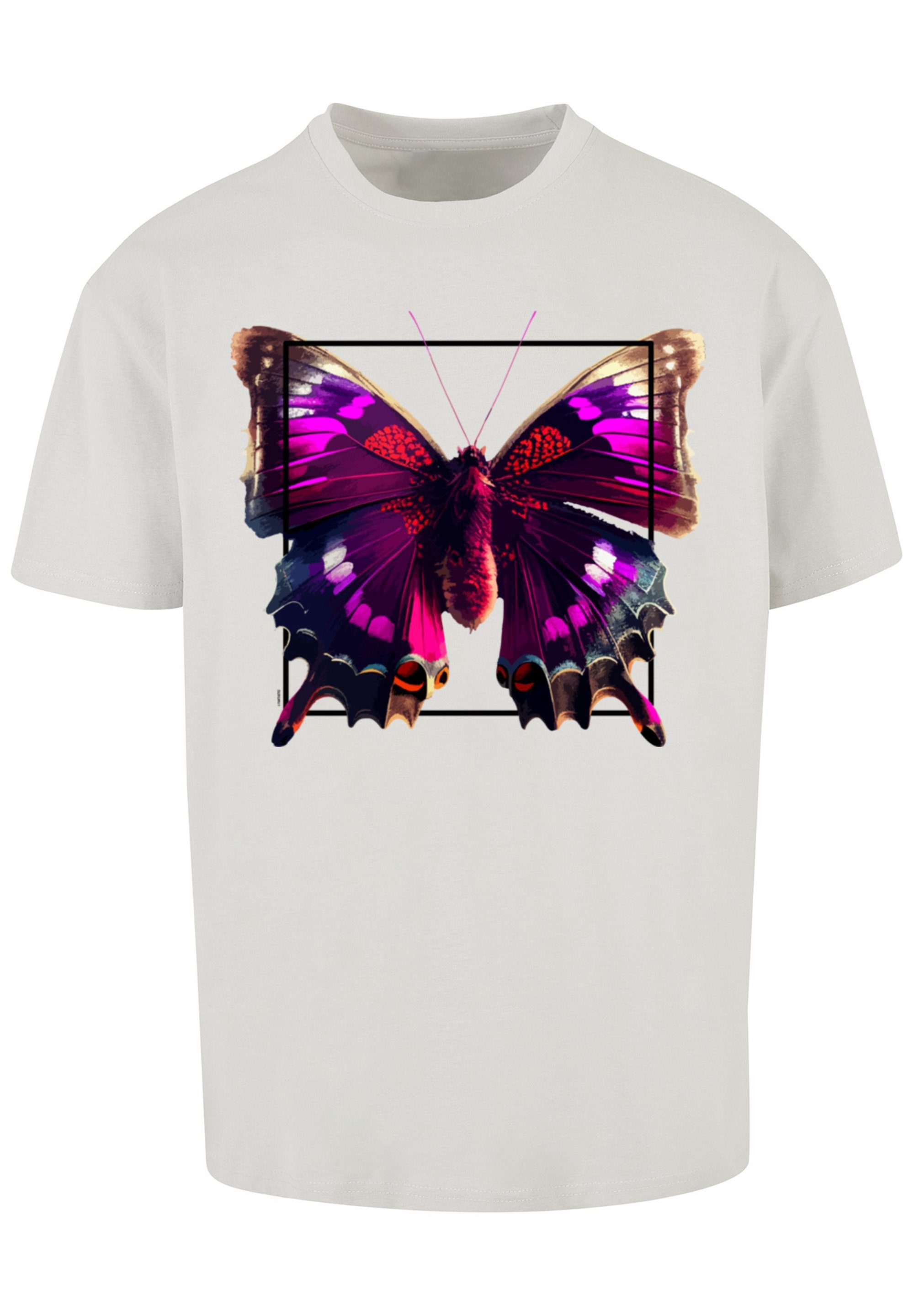 Print Pink lightasphalt Schmetterling TEE T-Shirt OVERSIZE F4NT4STIC