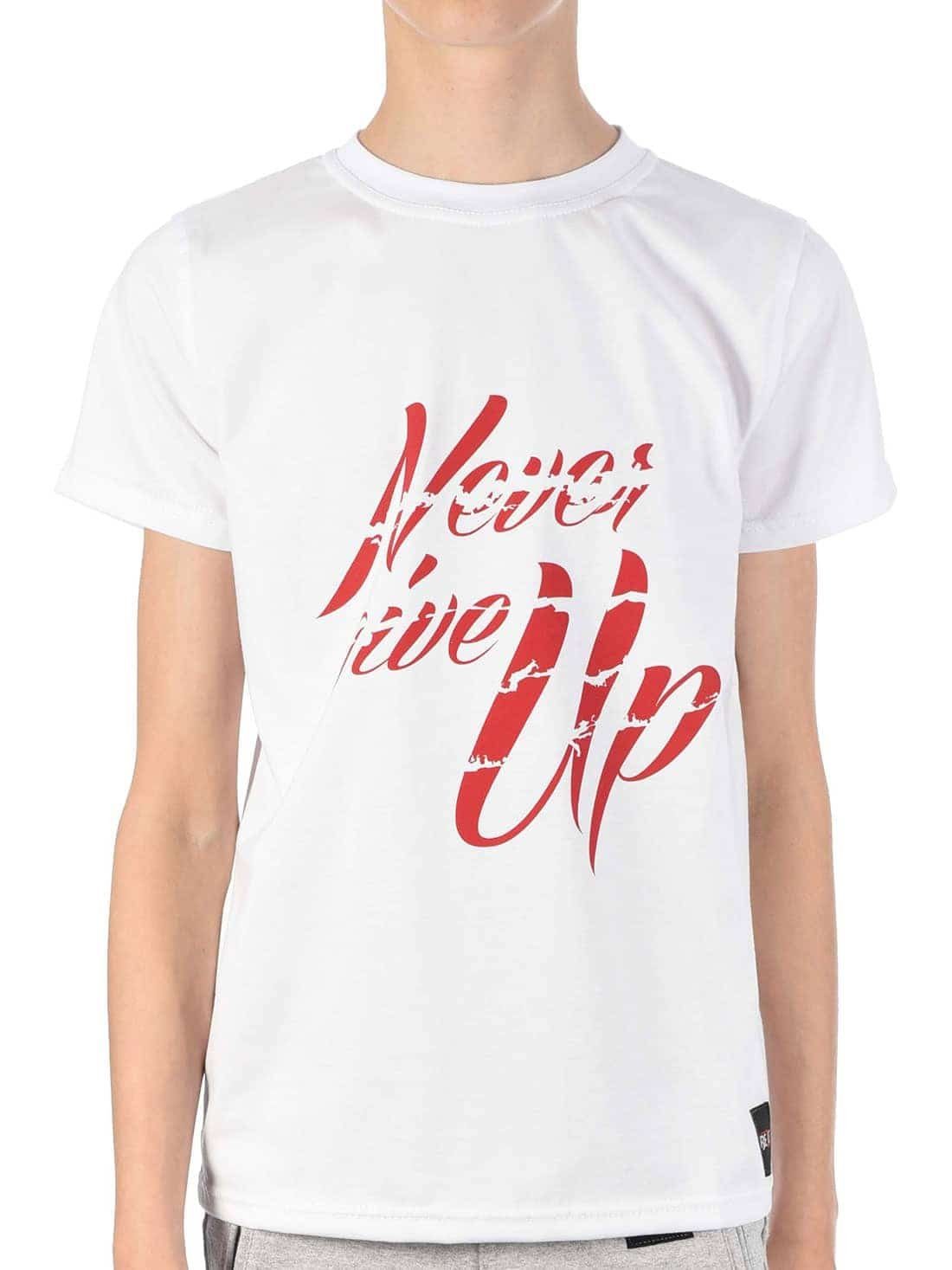 BEZLIT T-Shirt Jungen T-Shirt mit Never Give Up (1-tlg) casual, mit Schriftzug Weiß