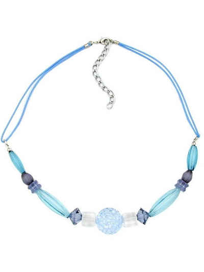Gallay Perlenkette Kette hellblau-türkis-transparent (1-tlg)