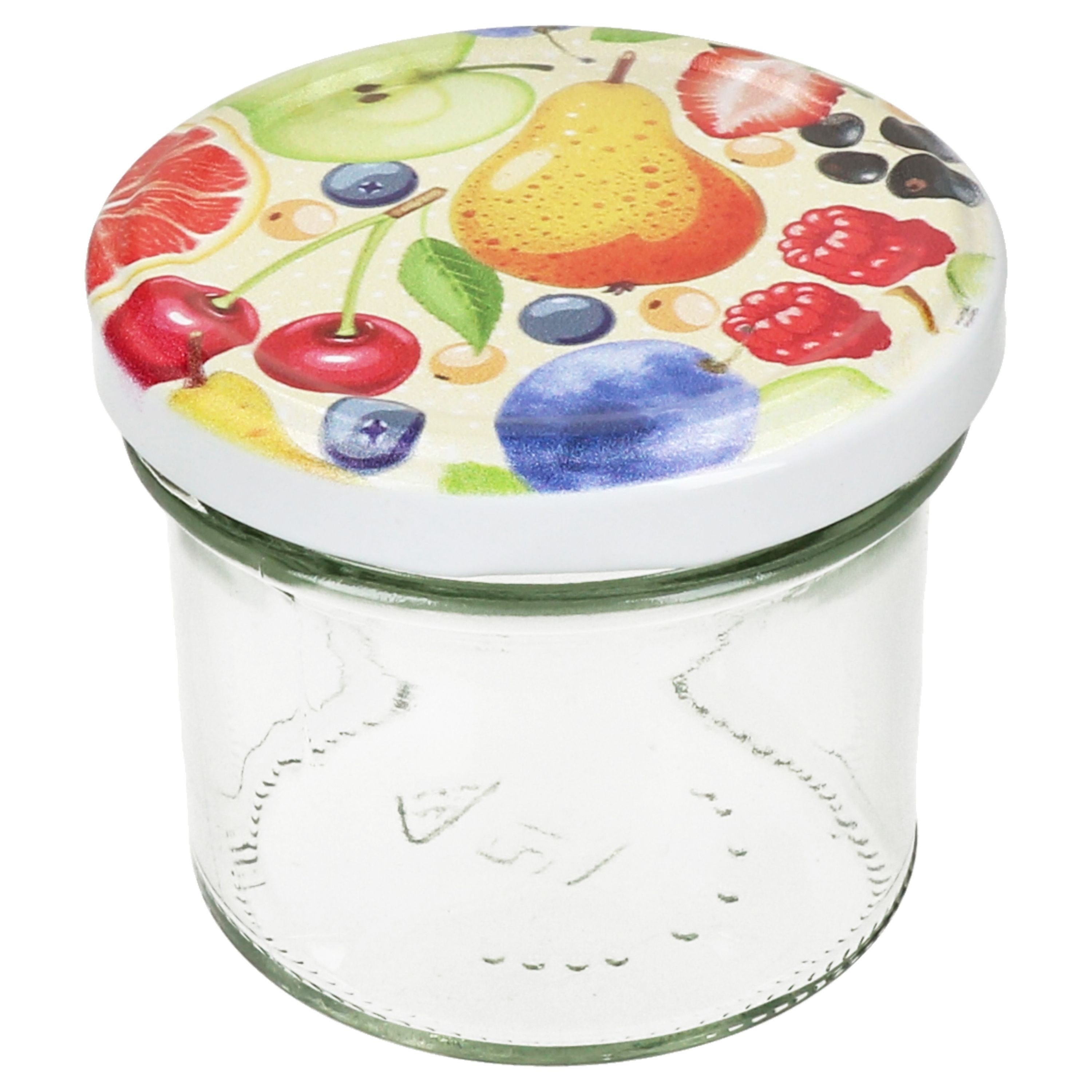 MamboCat Einmachglas 100er Set Sturzglas 125ml Einmachglas TO66 Comic-Obst Deckel, Glas