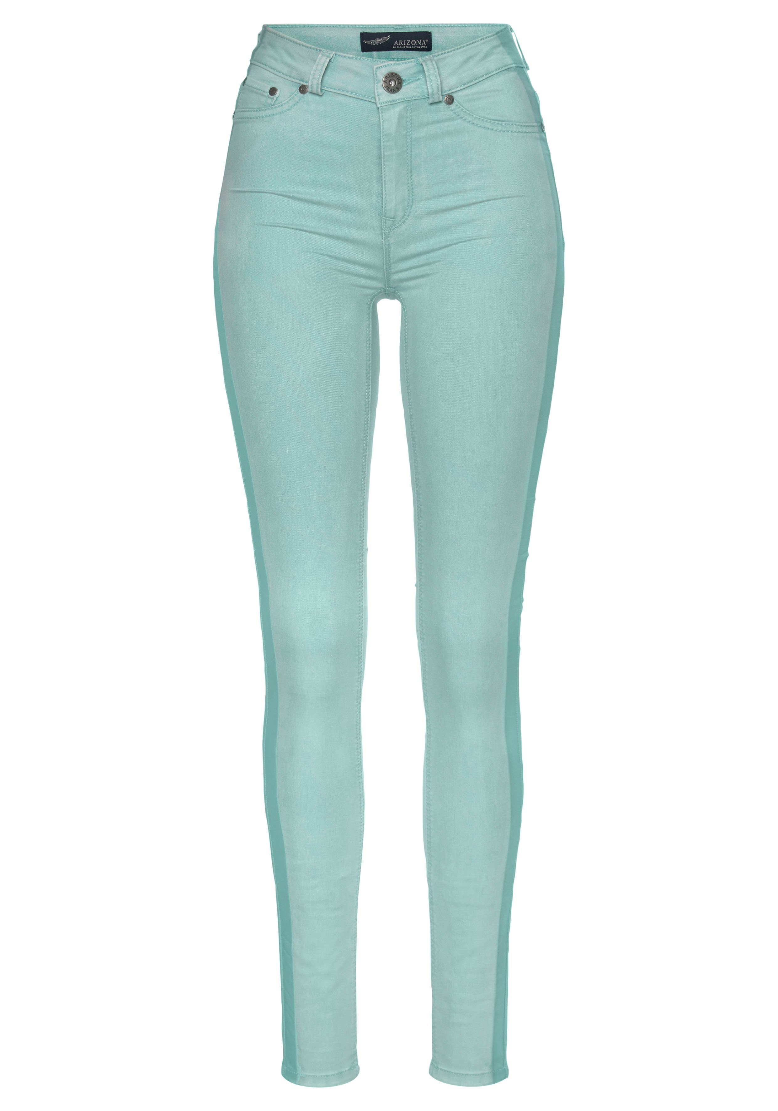 Arizona Skinny-fit-Jeans Ultra Stretch High mit seitlichem Waist mint Streifen
