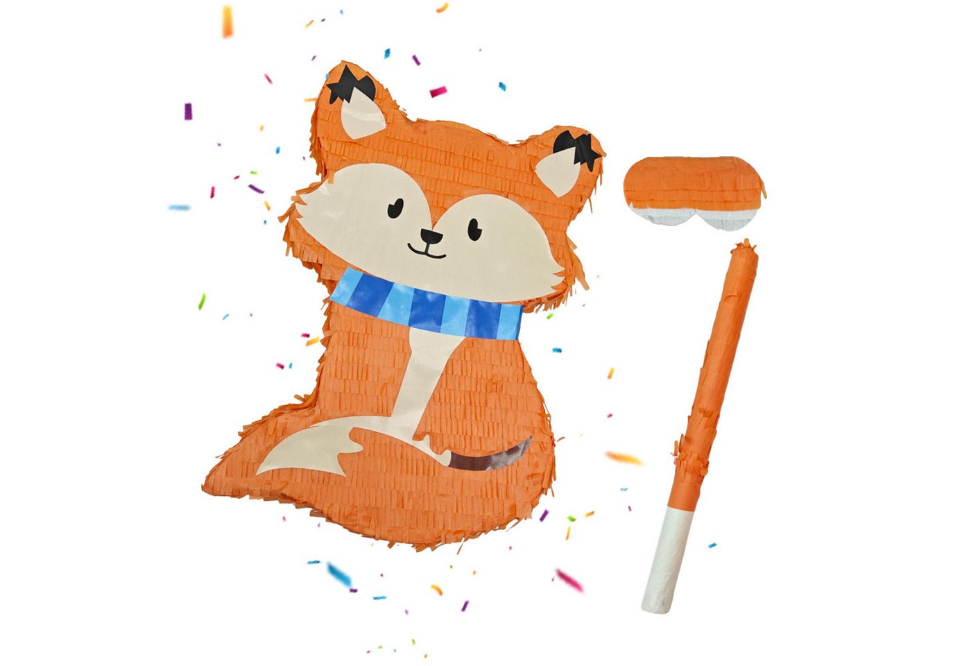 relaxdays Pinata Set Fuchs mit Stab und Maske