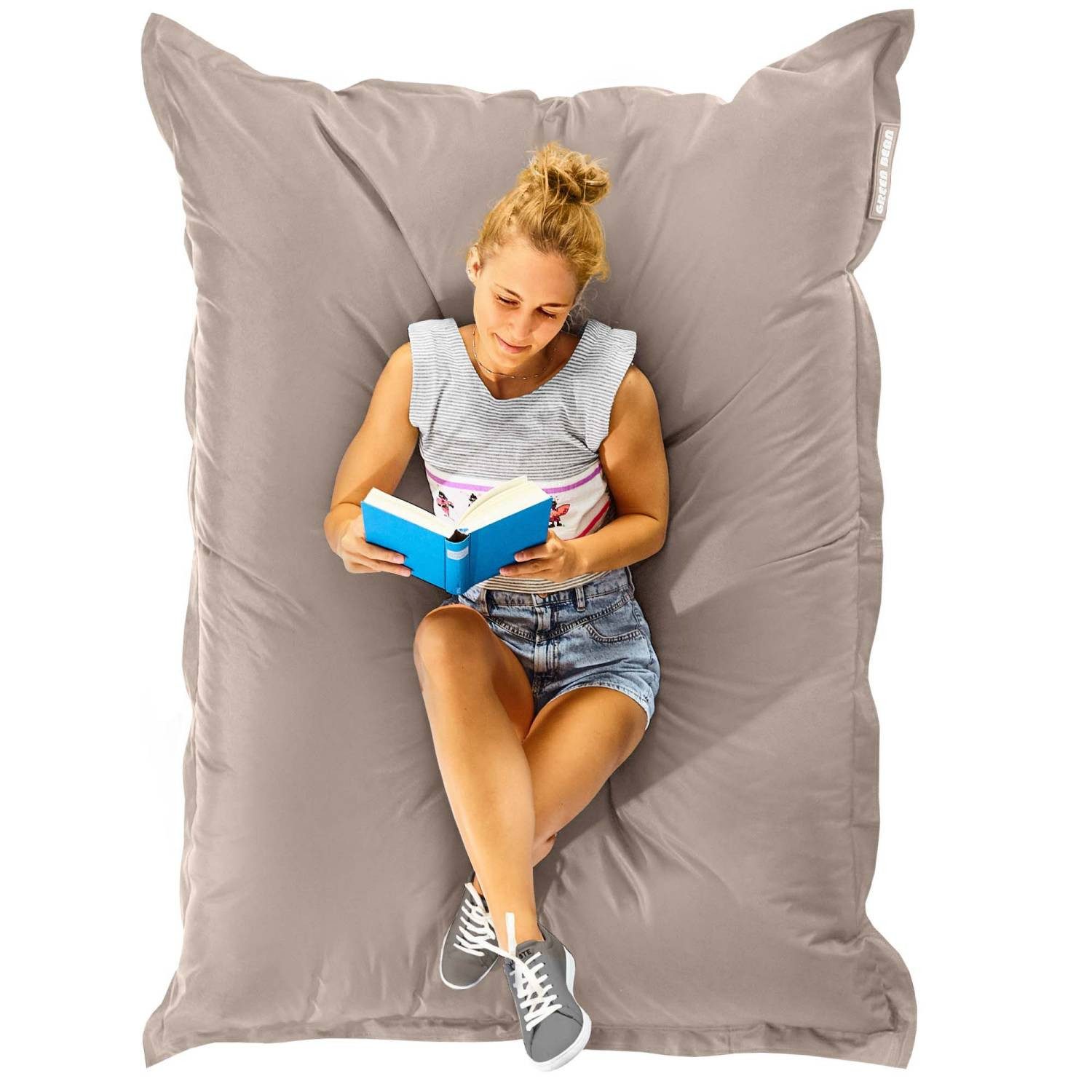 Green Bean Sitzsack XXL Outdoor Sitzsack Square 140x180cm (XXL Riesensitzsack 140x180cm 380 Liter Kinder & Erwachsene Bean Bag EPS Perlen Füllung, Groß Draußen Outdoor Liegekissen), Waschbar Wetterfest Lounge Sitzkissen Bodenkissen