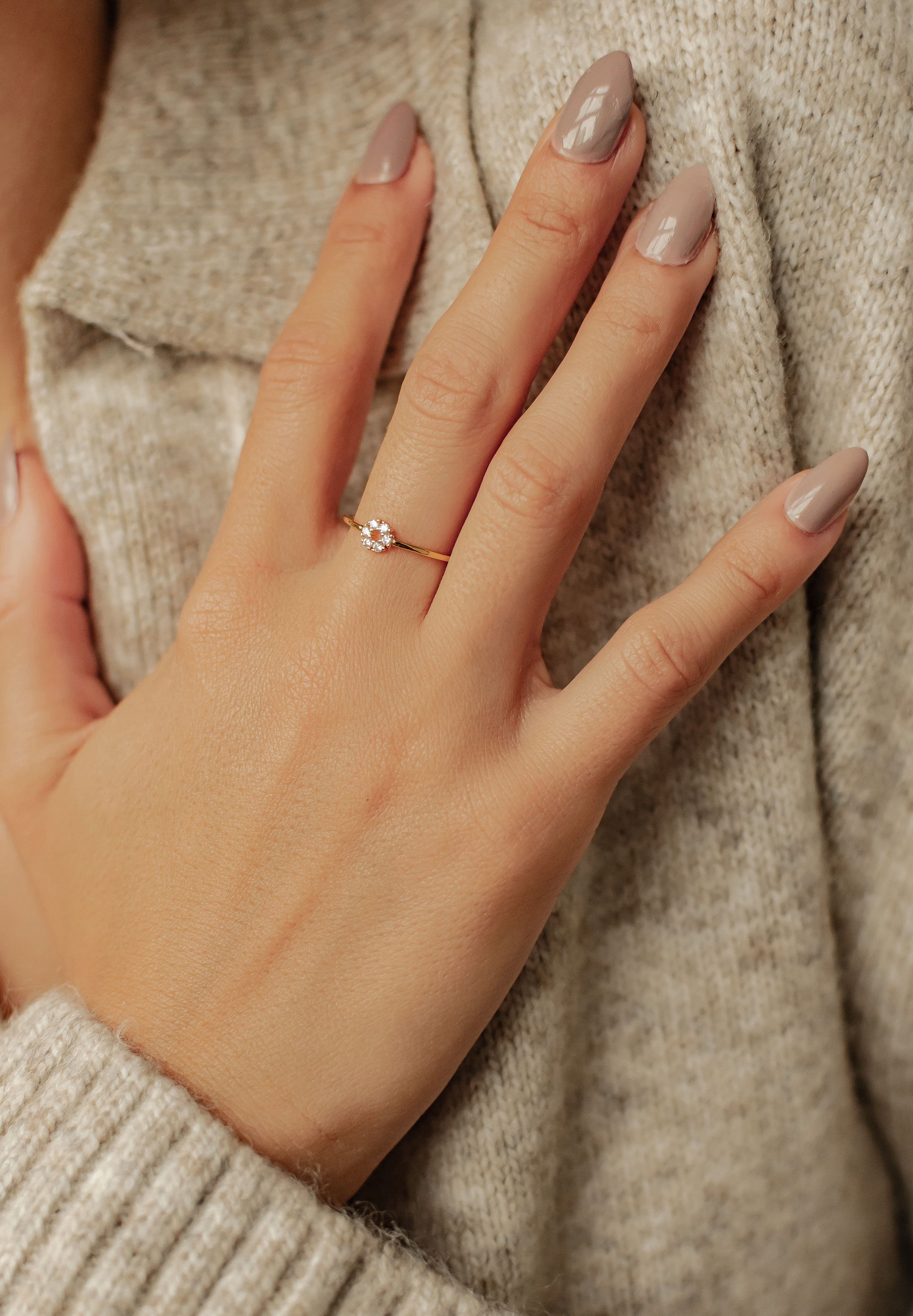 Hey Happiness Fingerring Silber 925 Damen Kreis Zirkon, 18K Vergoldet, Silb günstig online kaufen