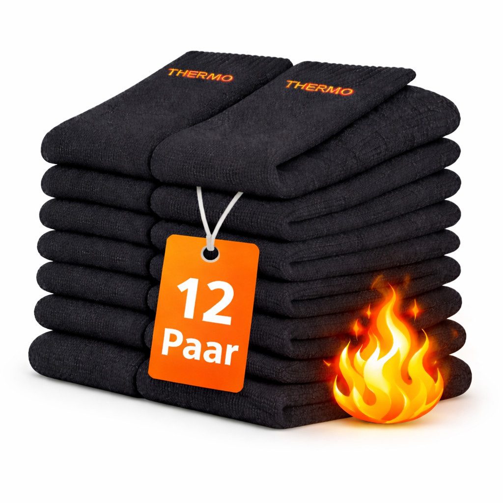 Weissmantel Thermosocken 12 Paar Thermosocken Baumwolle Wintersocken Warme Socke Thermostrümpfe (Spar-Set, Schwarz, Warme Wintersocken Wintersocken Thermosocken Dicke Socken) Dicke Warme Wintersocken Winter Socken Herren Damen Kuschelig