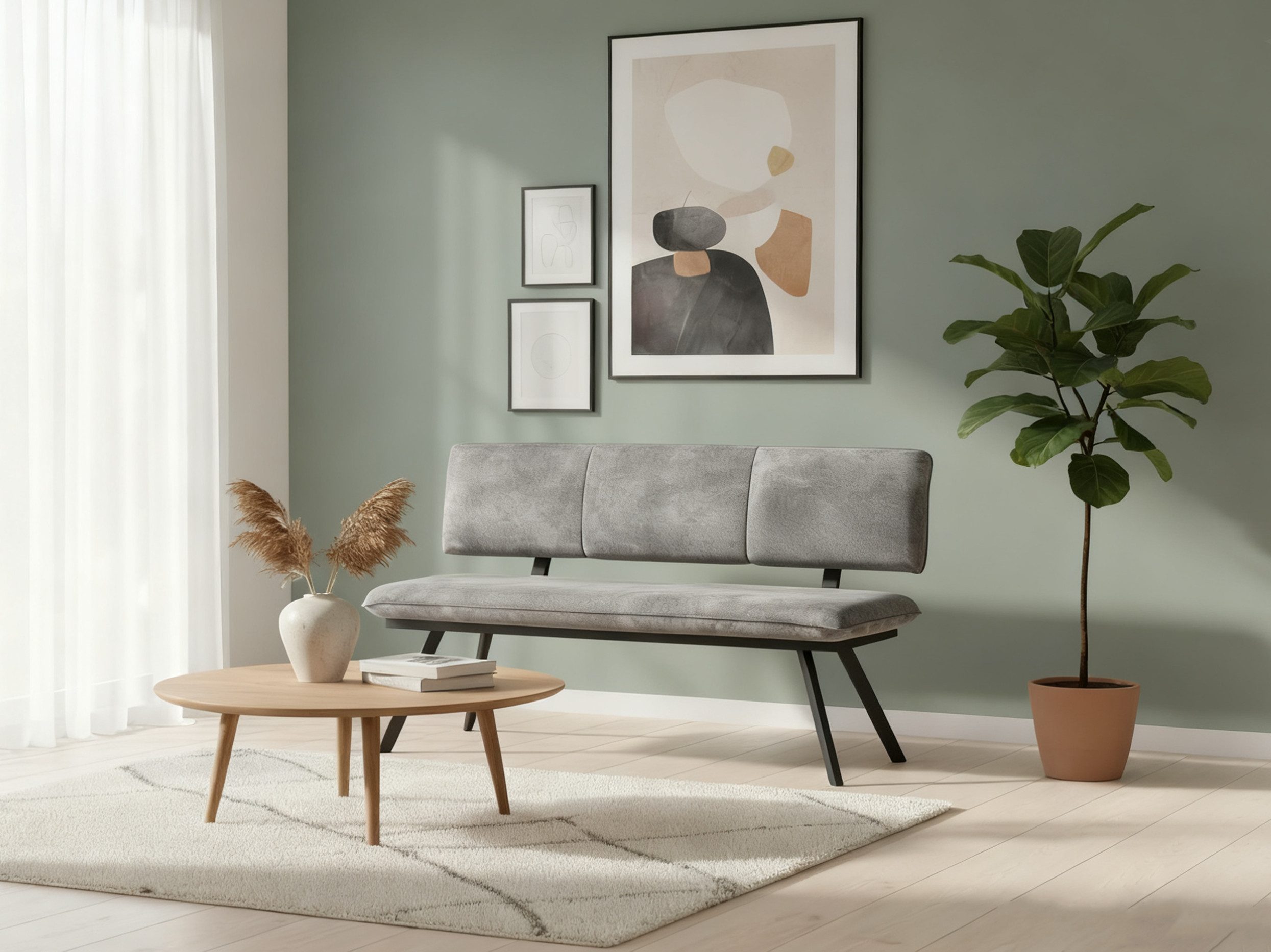 B&D home Essbank JUNA (1-St), gepolstert, stabiles Metallgestell, mit Rückenlehne, in 140 oder 160cm