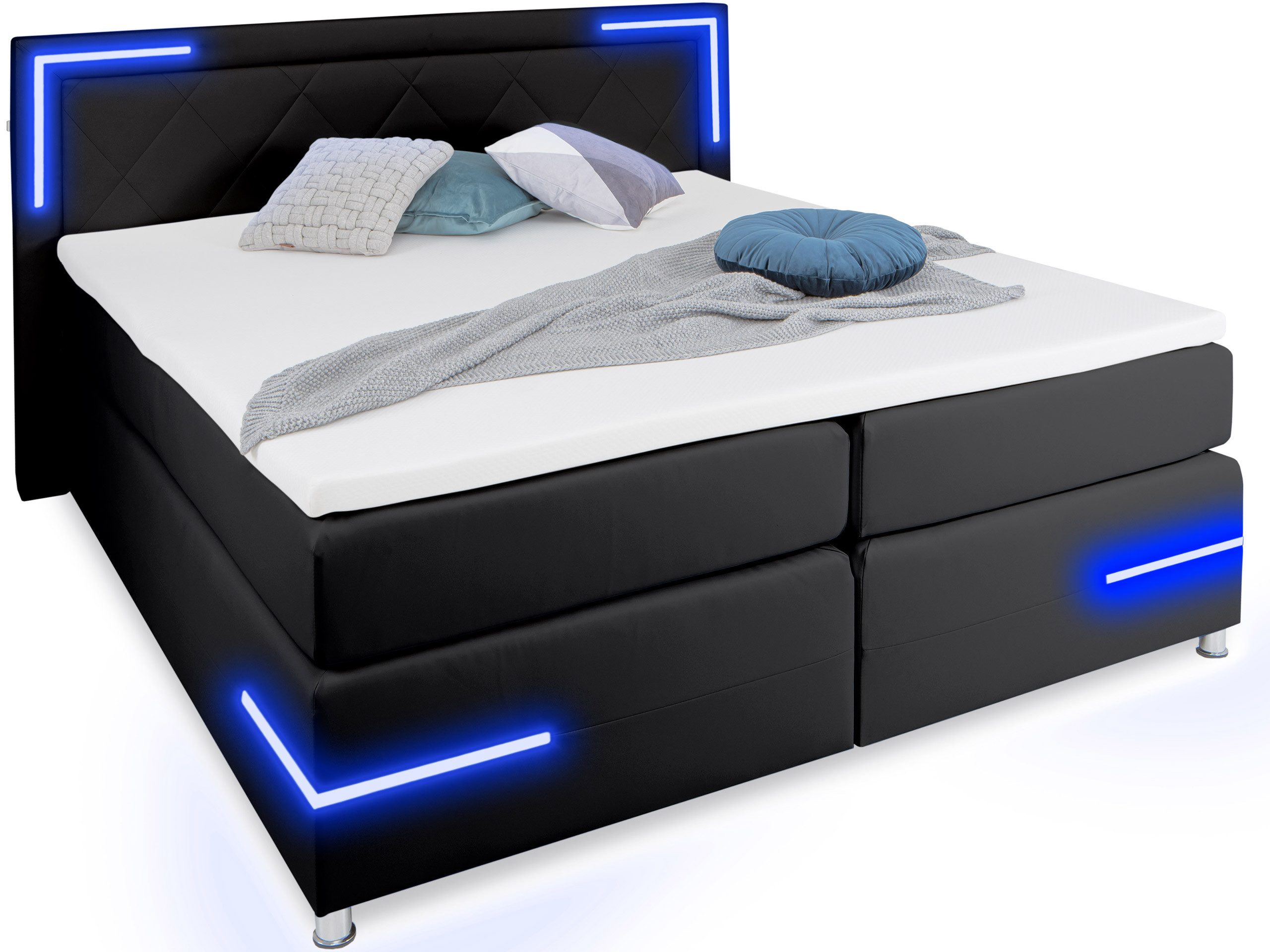 wonello Boxspringbett Arizona, mit LED Beleuchtung günstig online kaufen