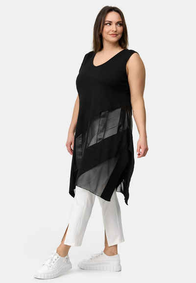 Kekoo A-Linien-Kleid Kleid mit Tülleinsatz & Lederimitateinsatz 'Velia'