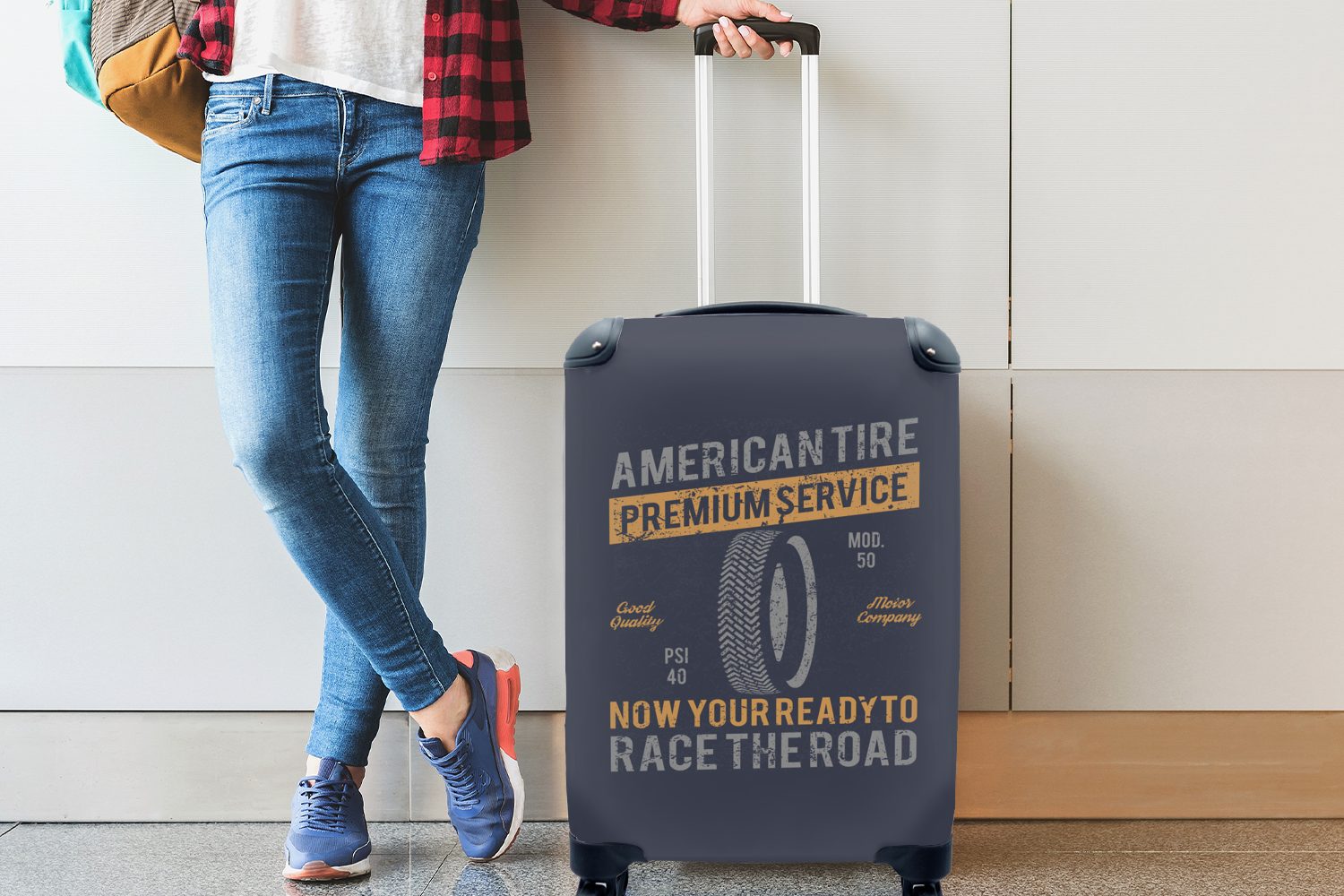 MuchoWow Handgepäckkoffer Ferien, mit Amerika Trolley, Handgepäck Jahrgang - - Reisekoffer 4 für Band, Reisetasche Rollen, rollen