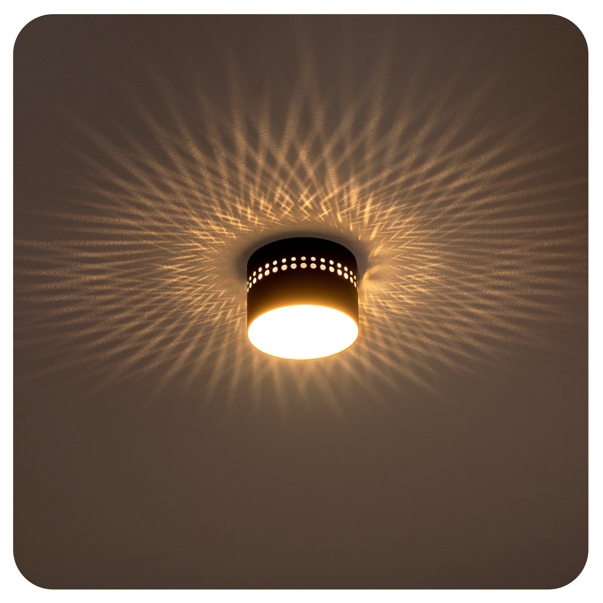 linovum LED Накладной прожектор SUNEVA LED Aufbauspot schwarz rund indirektes Licht 230V warmweiß 8W, LED-Leuchtmittel fest verbaut