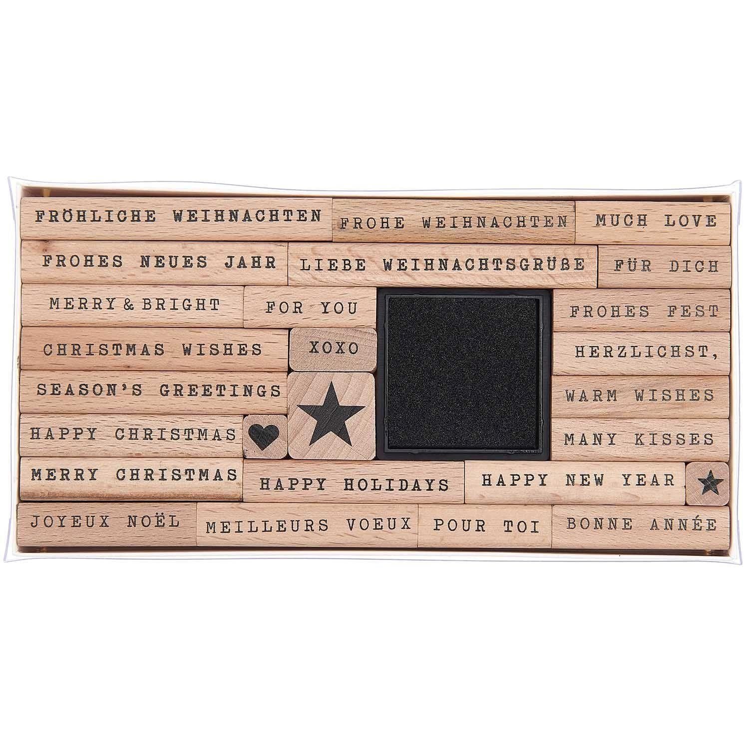 Rico Design Stempel Stempelset Merry Christmas, Handwriting, 26 Stempel