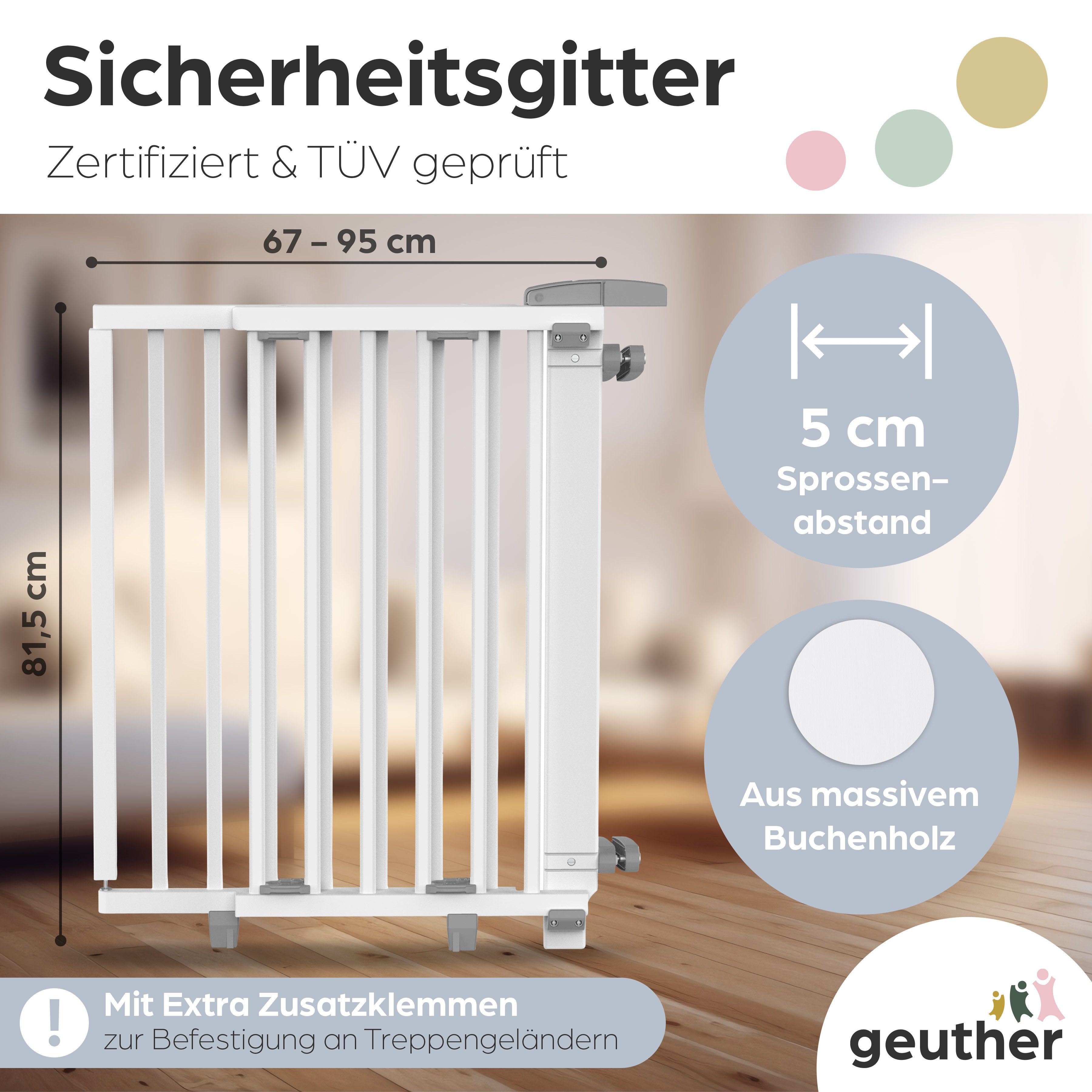 Geuther Treppenschutzgitter Oris zum Bohren 67-135 günstig online kaufen