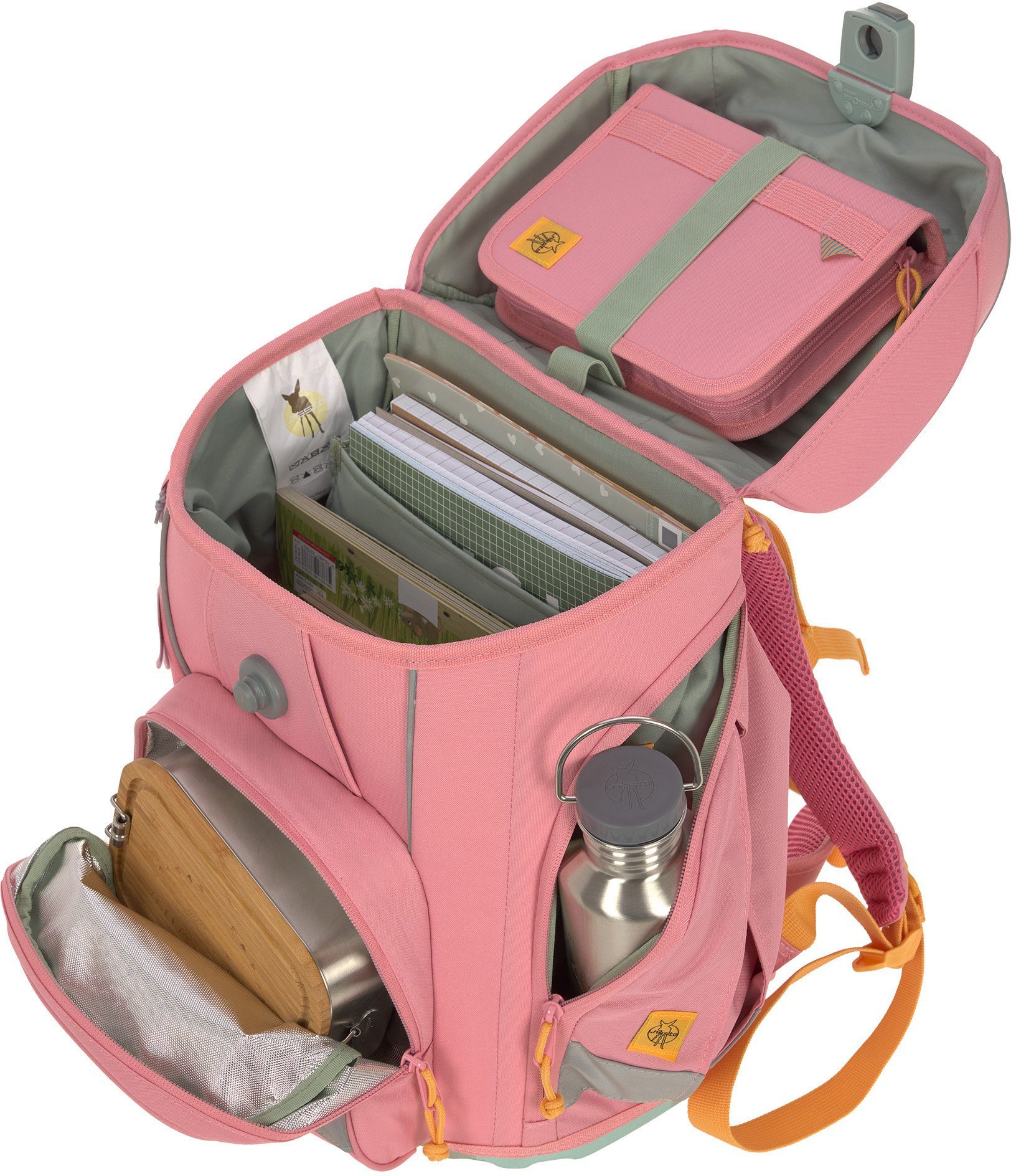 LÄSSIG Schulranzen Unique, Boxy, Pink (Set, 7-tlg), PETA-approved vegan; aus recycelten PET-Flaschen