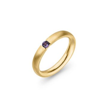 SKIELKA DESIGNSCHMUCK Goldring Gold Ring mit natürlichem Alexandrit 3,3 mm (Gelbgold 585) mit intens, hochwertige Goldschmiedearbeit aus Deutschland