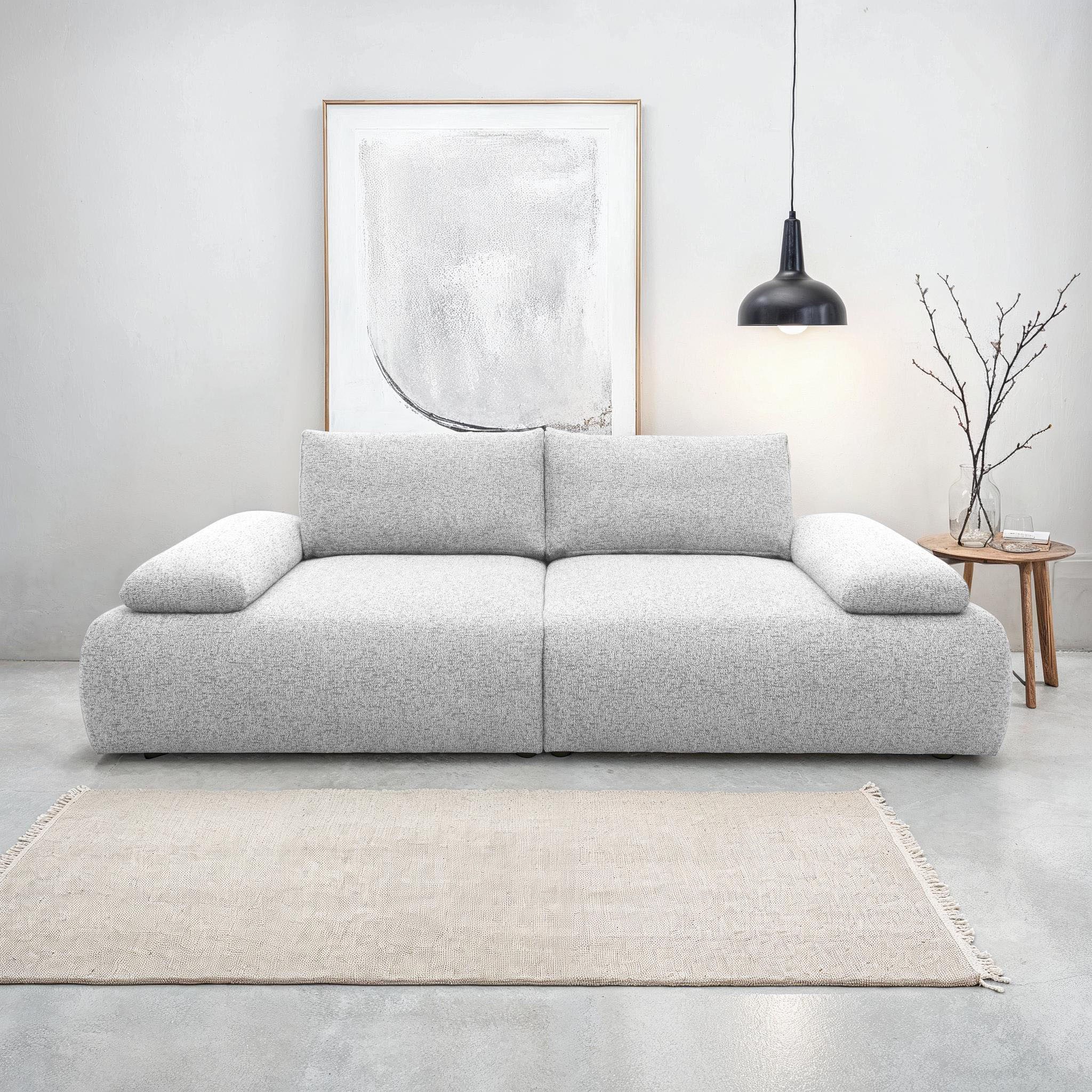 DOMO collection Big-Sofa Évora Megasofa Breite 244 cm, 2 Teile, Federkern, inkl. Armlehnenverstellung, Struktur grob, silber