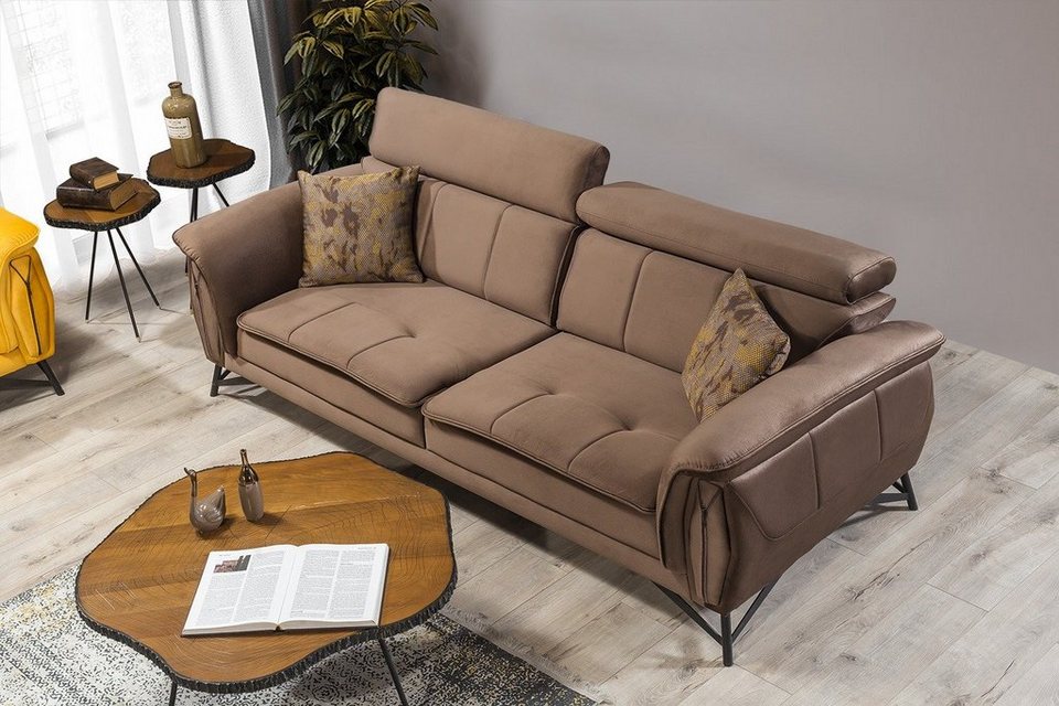 Villa Möbel Polstergarnitur SKY, (Set, 2-tlg), Hand Made Qualtiy,  Luxus-Microfaser (100% Polyester), Sky Sofa-Set im modernen Design mit  schwarzen Metallfüßen