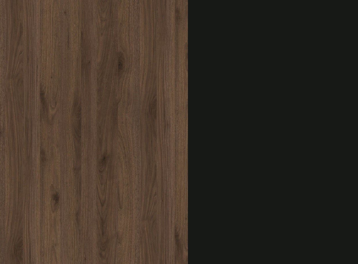Helvetia Vitrine Olin Höhe 191 cm okapinussbaumfarben/schwarz | okapinussbaumfarben supermatt