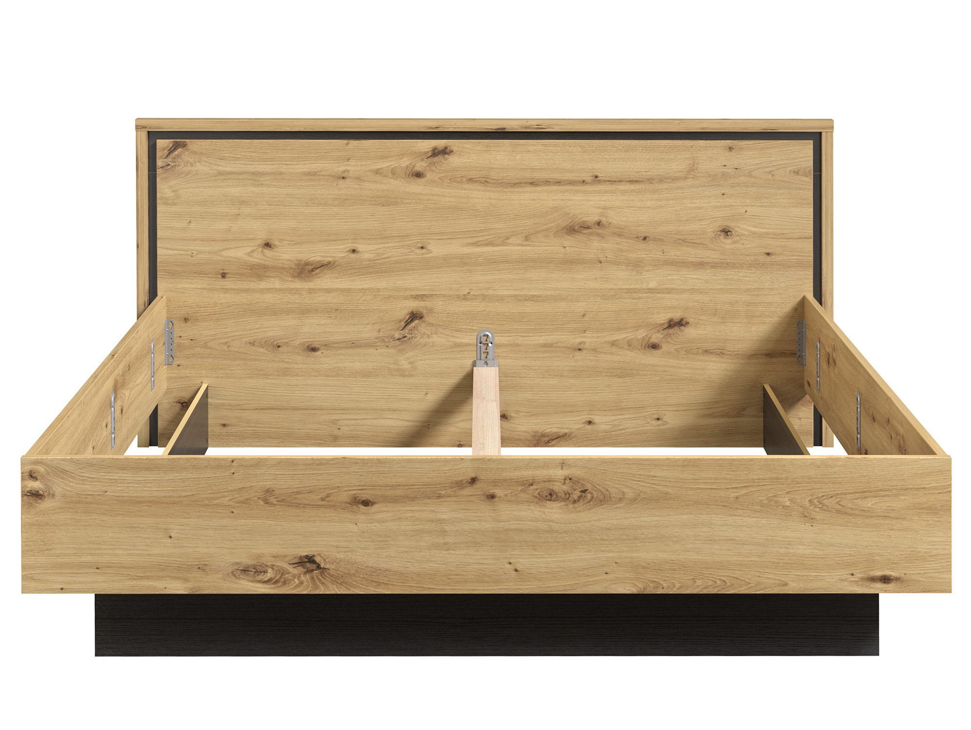 Moebel-Eins Futonbett, TEMMY Doppelbett 180x200 cm, Material Spanplatte, Artisan Eiche Nachbildung