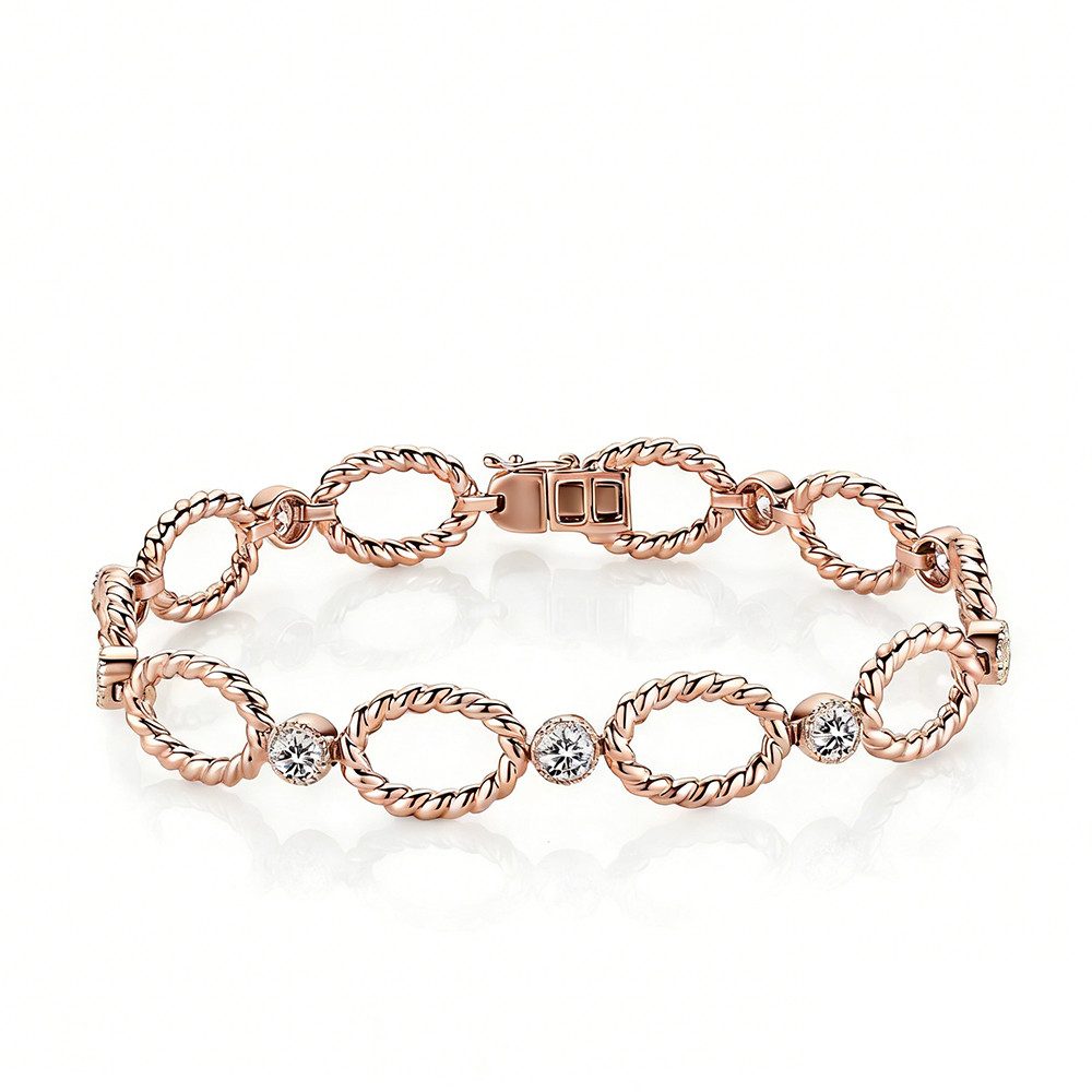 Sternvoll Armreif Gedrehtes ovales Gliederarmband aus 18 Karat Gold, 18K/ 750er massives Gold