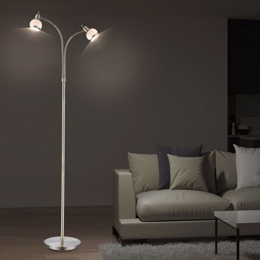 etc-shop inklusive, LED Steh Zimmer Glas Leuchtmittel Decken Lampe Alt Warmweiß, Fluter Messing Schlaf Stehlampe,