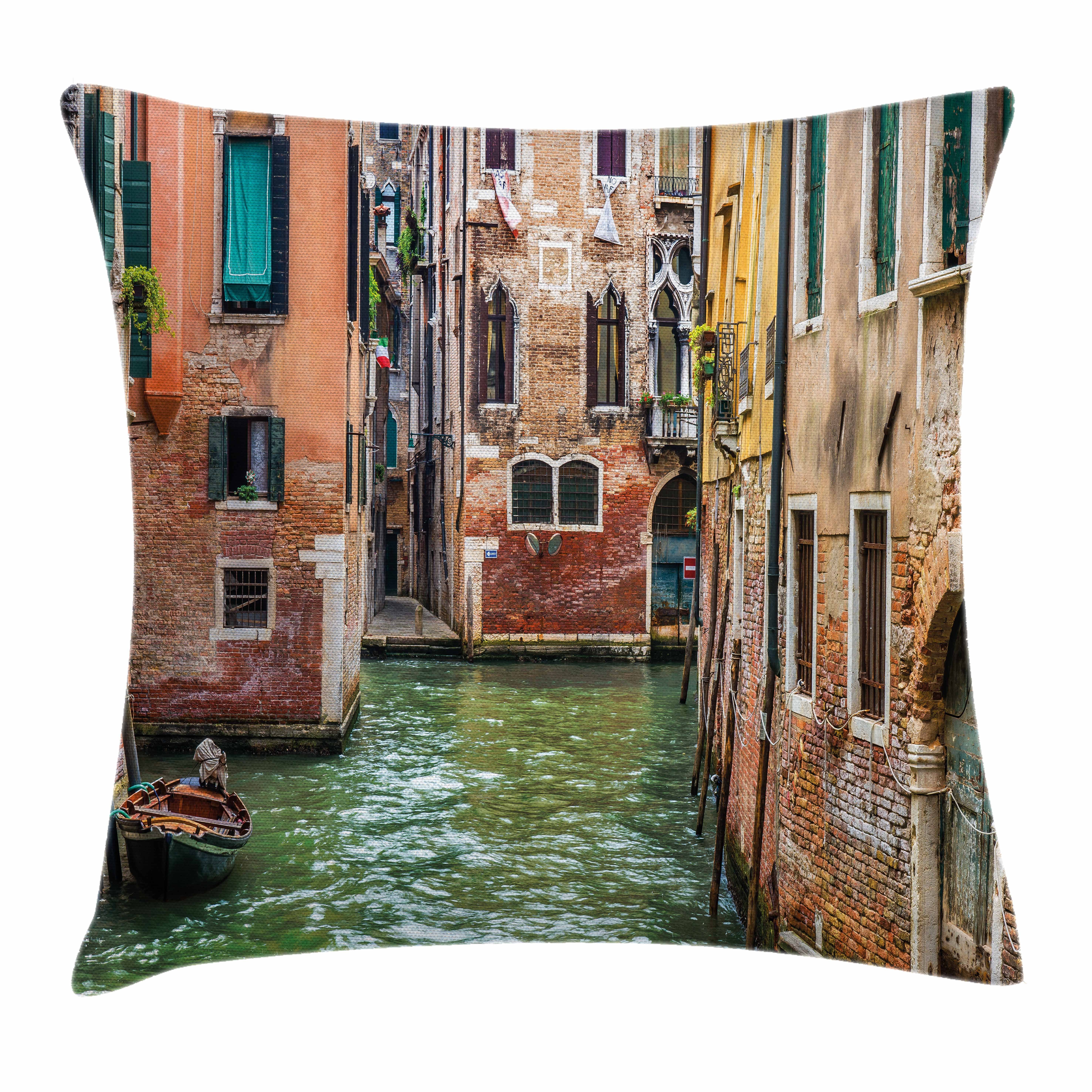 Kissenbezüge Waschbar mit Reißverschluss Kissenhülle mit Farbfesten Klaren Farben Beidseitiger Druck, Abakuhaus (1 Stück), Venedig Berühmte Strassen auf dem Wasser