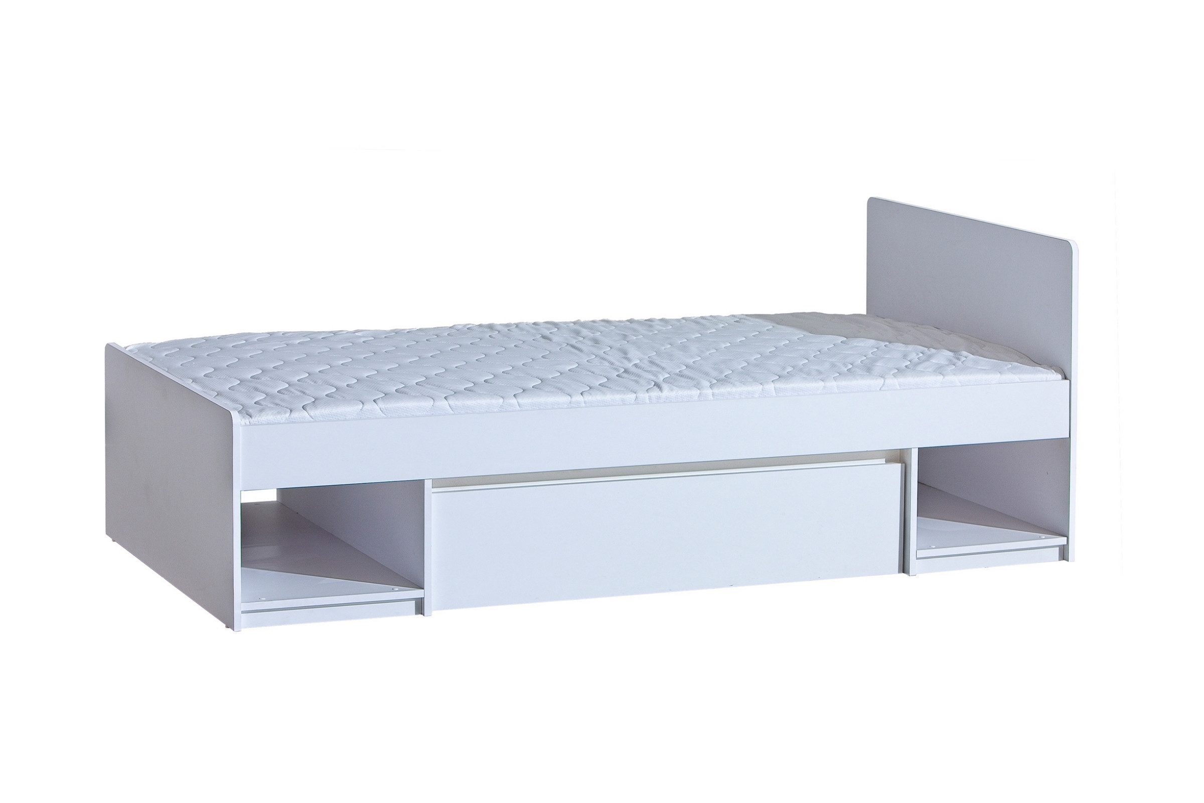 Deine Möbel 24 Kinderbett ARCO 09 Jugendbett Einzelbett Bett 90x195 cm (Set, 2-tlg., Bett für Kinder Jugendliche), Kinderzimmer Jugendzimmer Schlafzimmer Weiß Matt Eiche Wotan