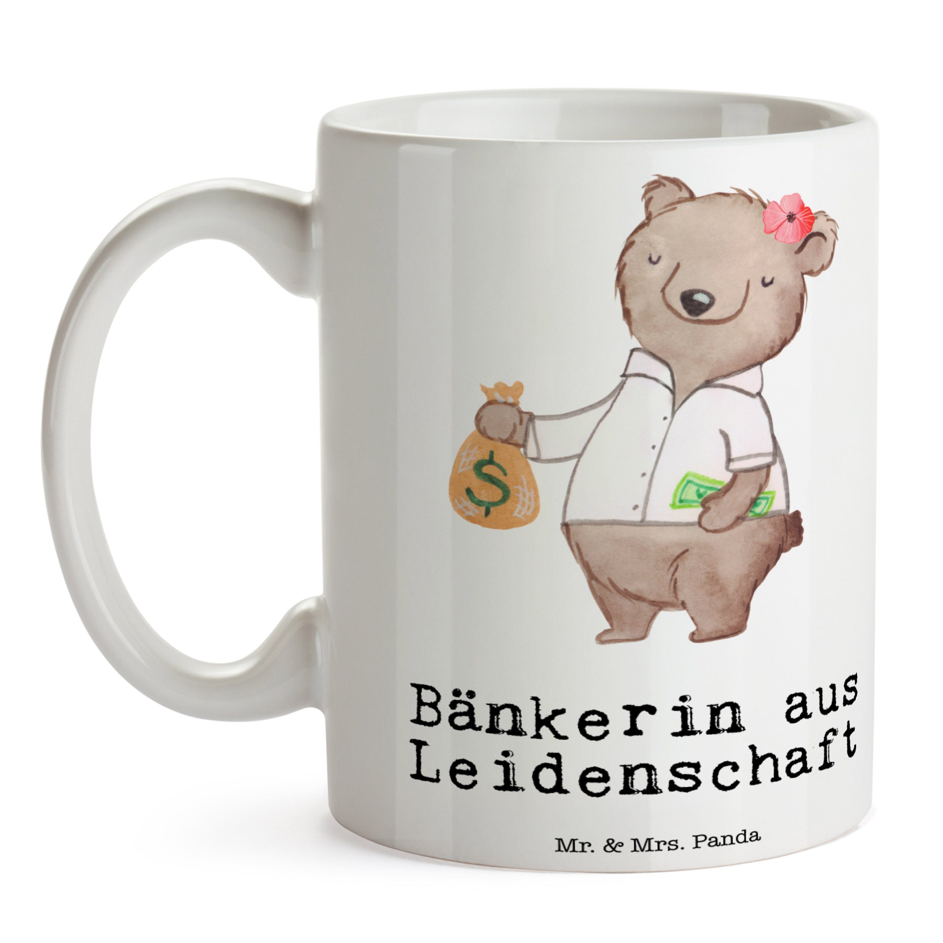 Leidenschaft - Geschenk, Mr. Keramik Weiß & Panda Ausbildung, Mrs. aus Tasse - Bankberaterin Bänkerin