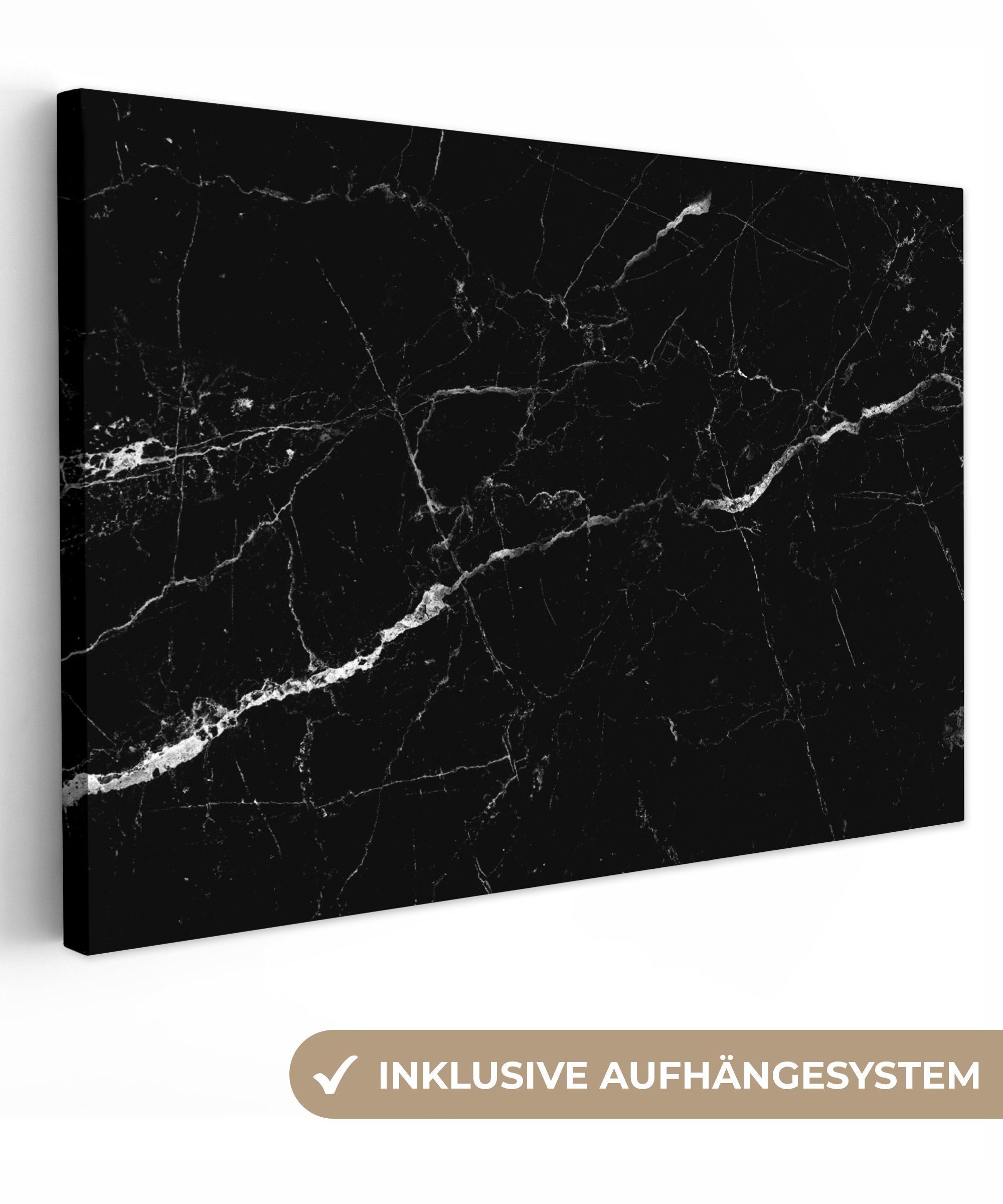 OneMillionCanvasses® Leinwandbild Marmoroptik - Schwarz - Luxus, Fotodruck günstig online kaufen