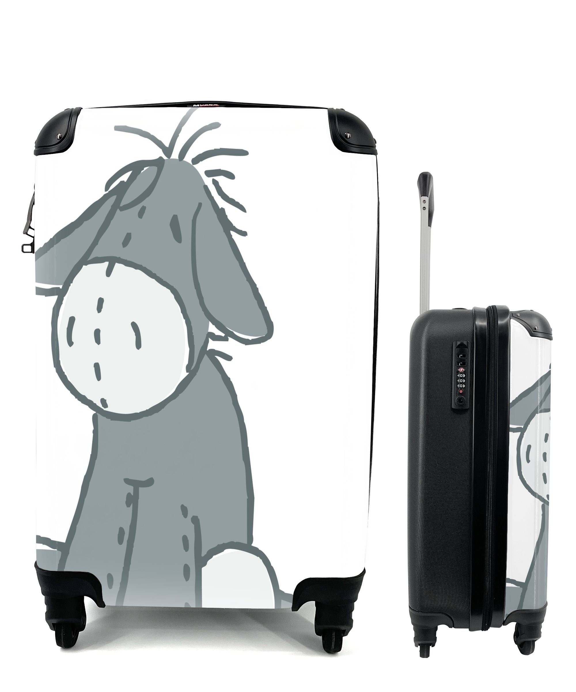 für 4 eines mit Reisekoffer Esels, Eine MuchoWow Handgepäck Ferien, Reisetasche Illustration Trolley, Rollen, rollen, Handgepäckkoffer