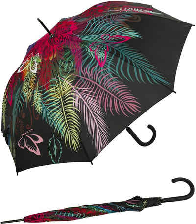 doppler® Langregenschirm Damen-Regenschirm groß und stabil mit Automatik, Daisy - mit buntem Blumen-Design
