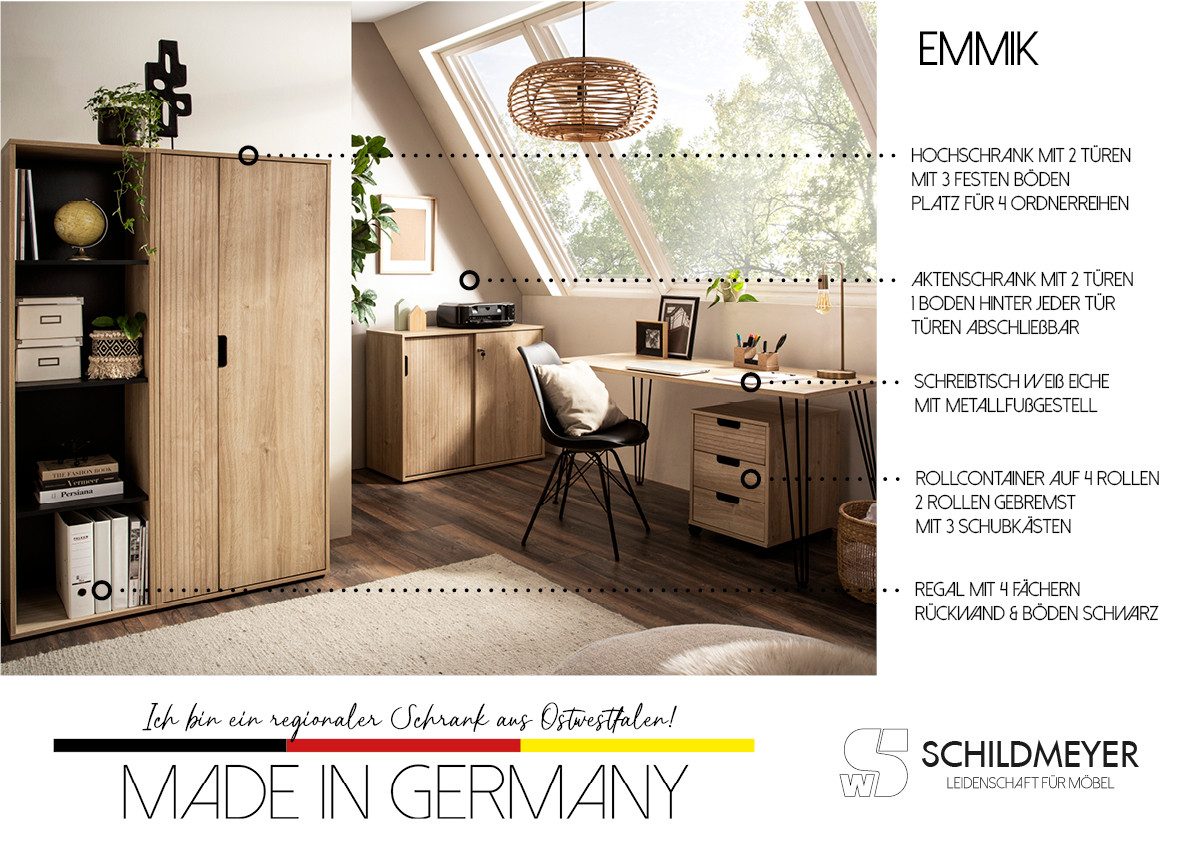 Schildmeyer Schreibtisch Emmik, Breite 138 cm, klassisch, zeitlos, schick (2-St), Made in Germany