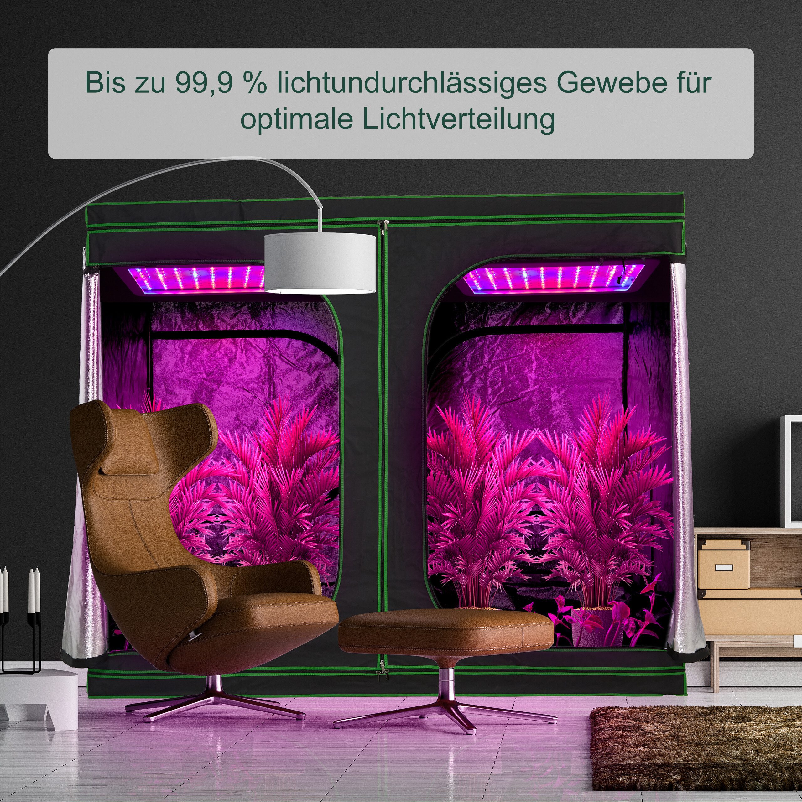 relaxdays Gewächshaus Growzelt für innen, BxTxH: 40 x 40 x 120 cm, BxLxH: 40 x 40 x 120 cm, 5-St., 40 x 40 x 120 cm – Bild 2 von 5