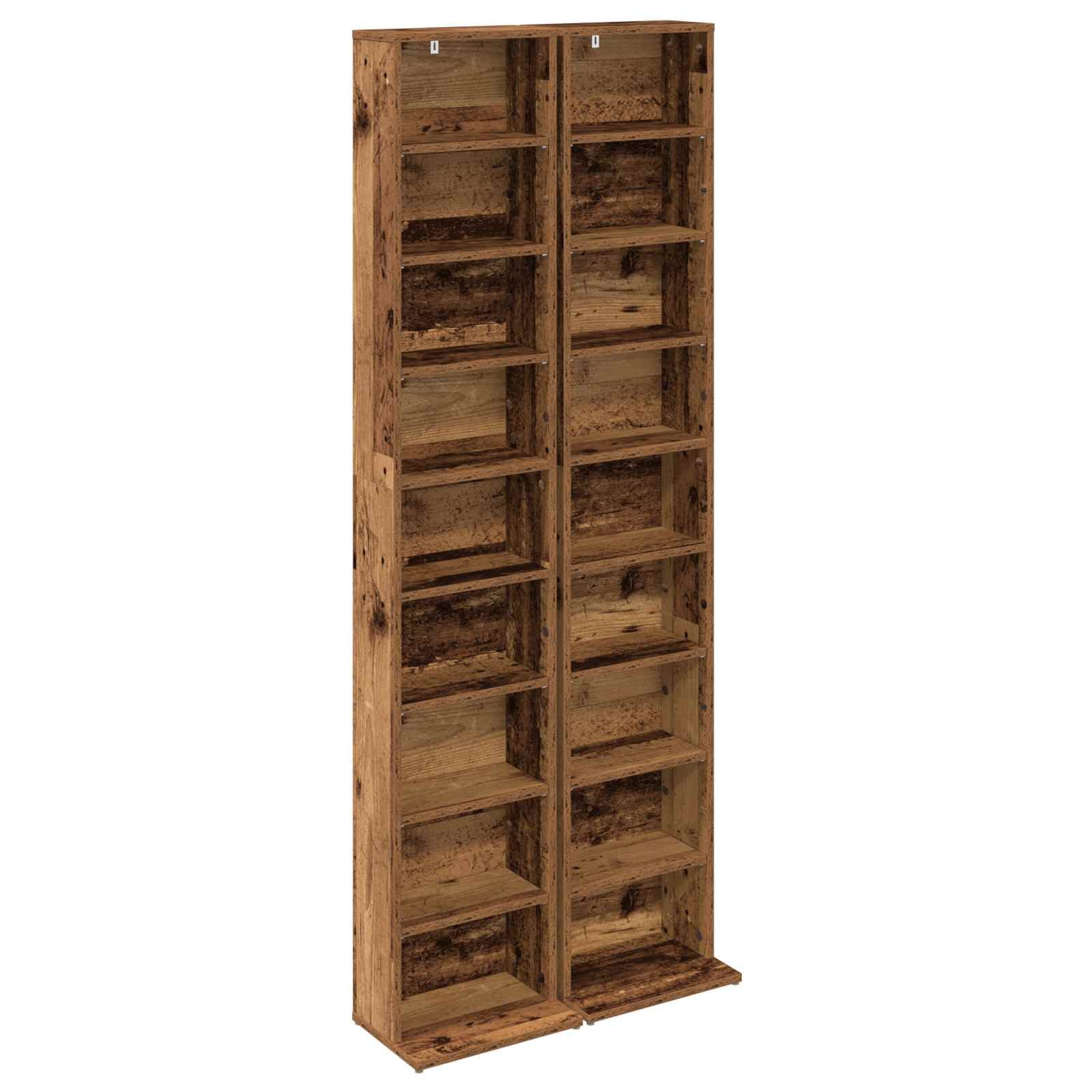vidaXL Schranksystem CD Regal 2 Stk. Altholz 33 x 23,5 x 175 cm Holzwerkstoff (2-St)