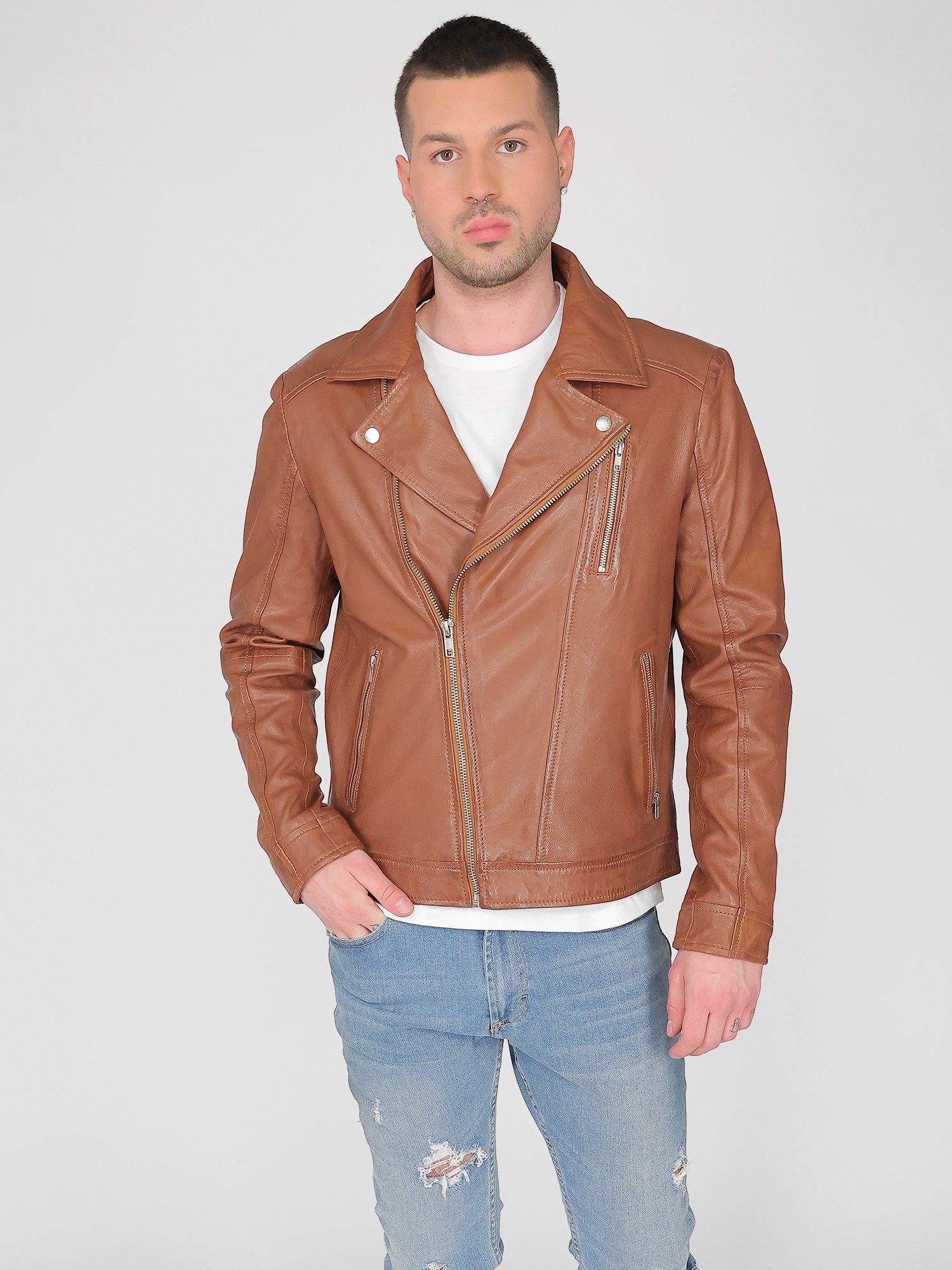 JCC Bikerjacke 8208 cognac