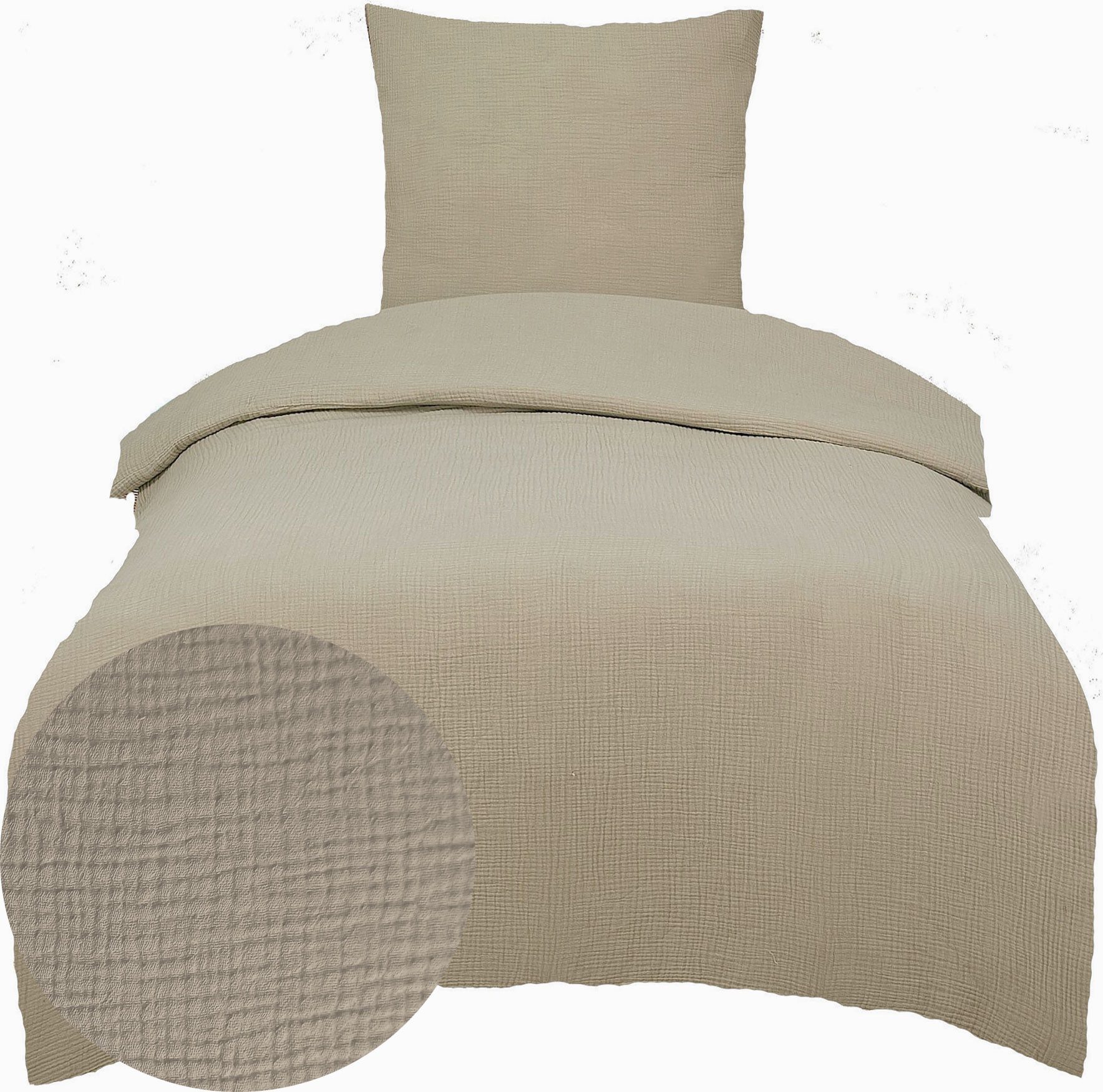 KH-Haushaltshandel Bettwäsche 2-tlg. Musselin Bettwäsche 135x200 +80x80 cm, günstig online kaufen