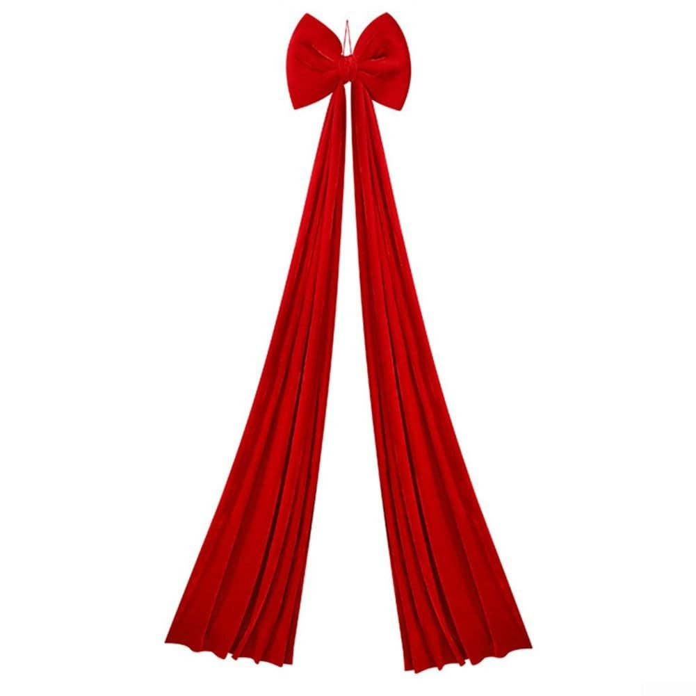 CLTYQ Christbaumschmuck rote schleifen weihnachten,Große Weihnachtsbaum-Schleifen, 200cm, Samtstoff,Weihnachtsdekoration für Weihnachtsbaum, Fenster, Haustür