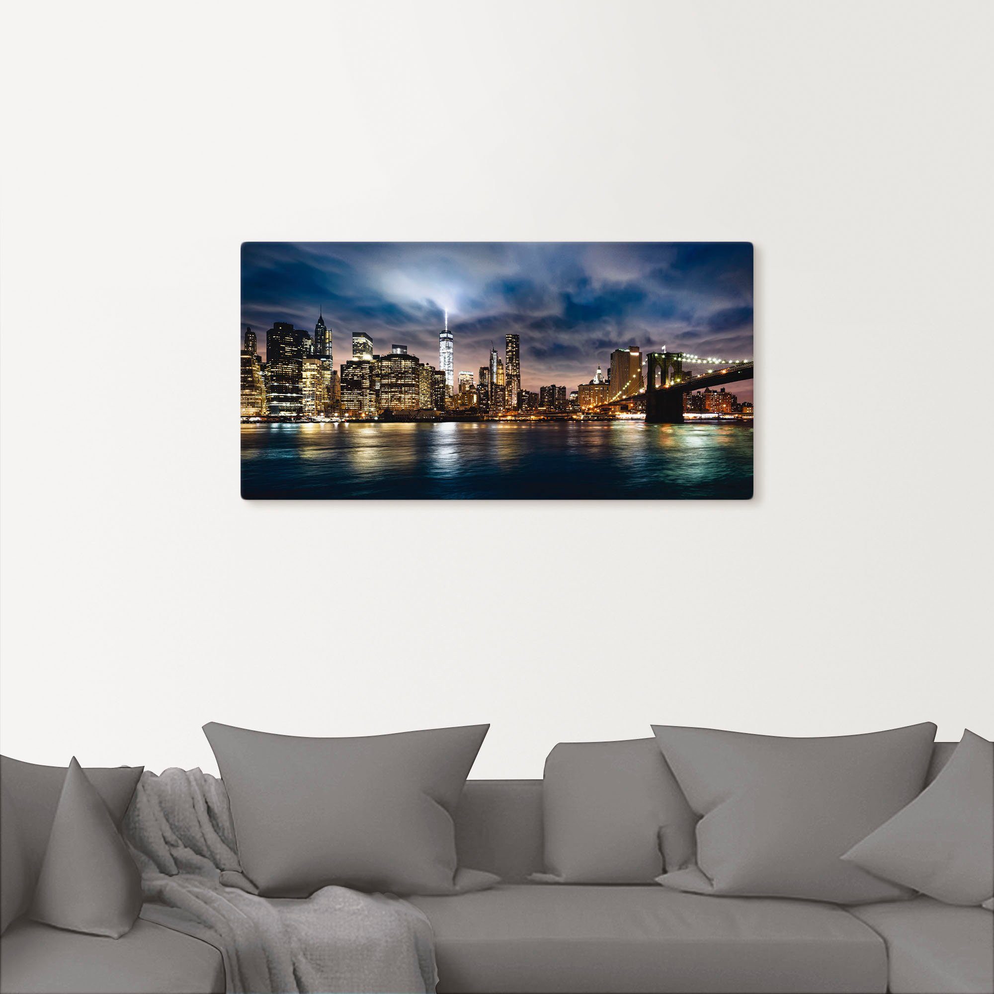 Artland Wandbild Sonnenaufgang über Manhattan, Alubild, Leinwandbild, Poster in St), Wandaufkleber Größen oder als Amerika versch. (1