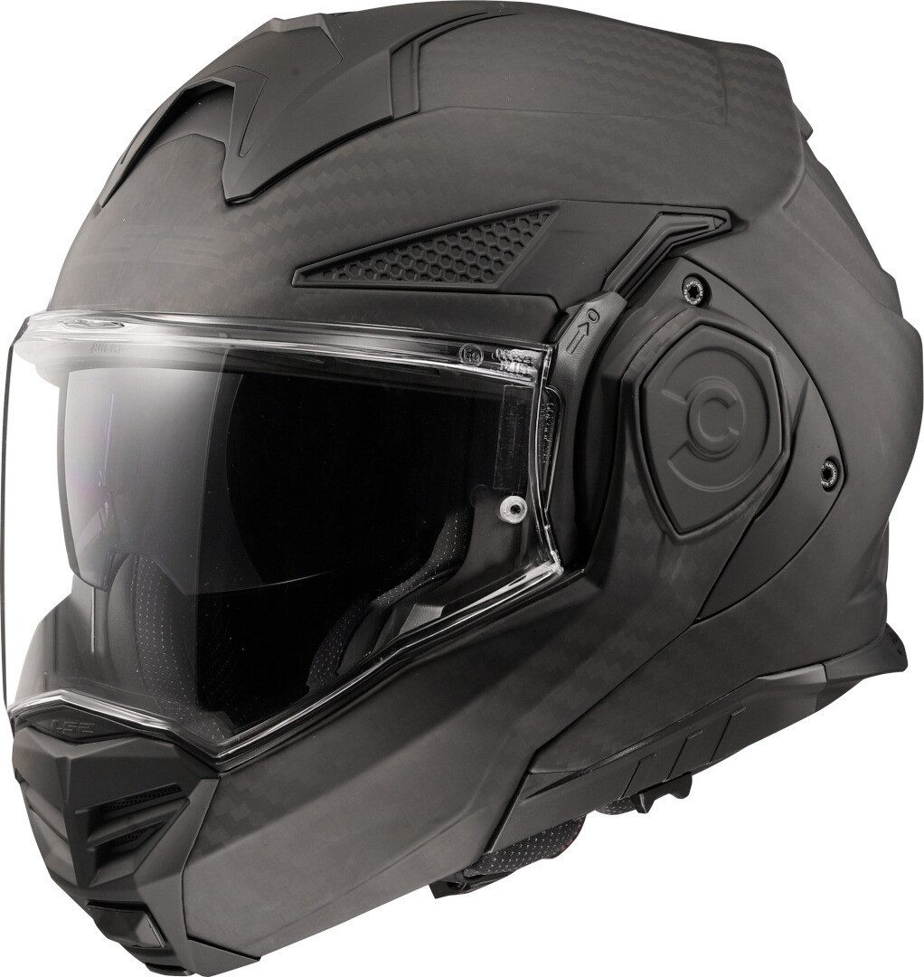 LS2 Motorradhelm FF901 Advant X Carbon Klapphelm, vorbereitet für Kommunikationssystem,Notfallsystem-Polsterung (EQ