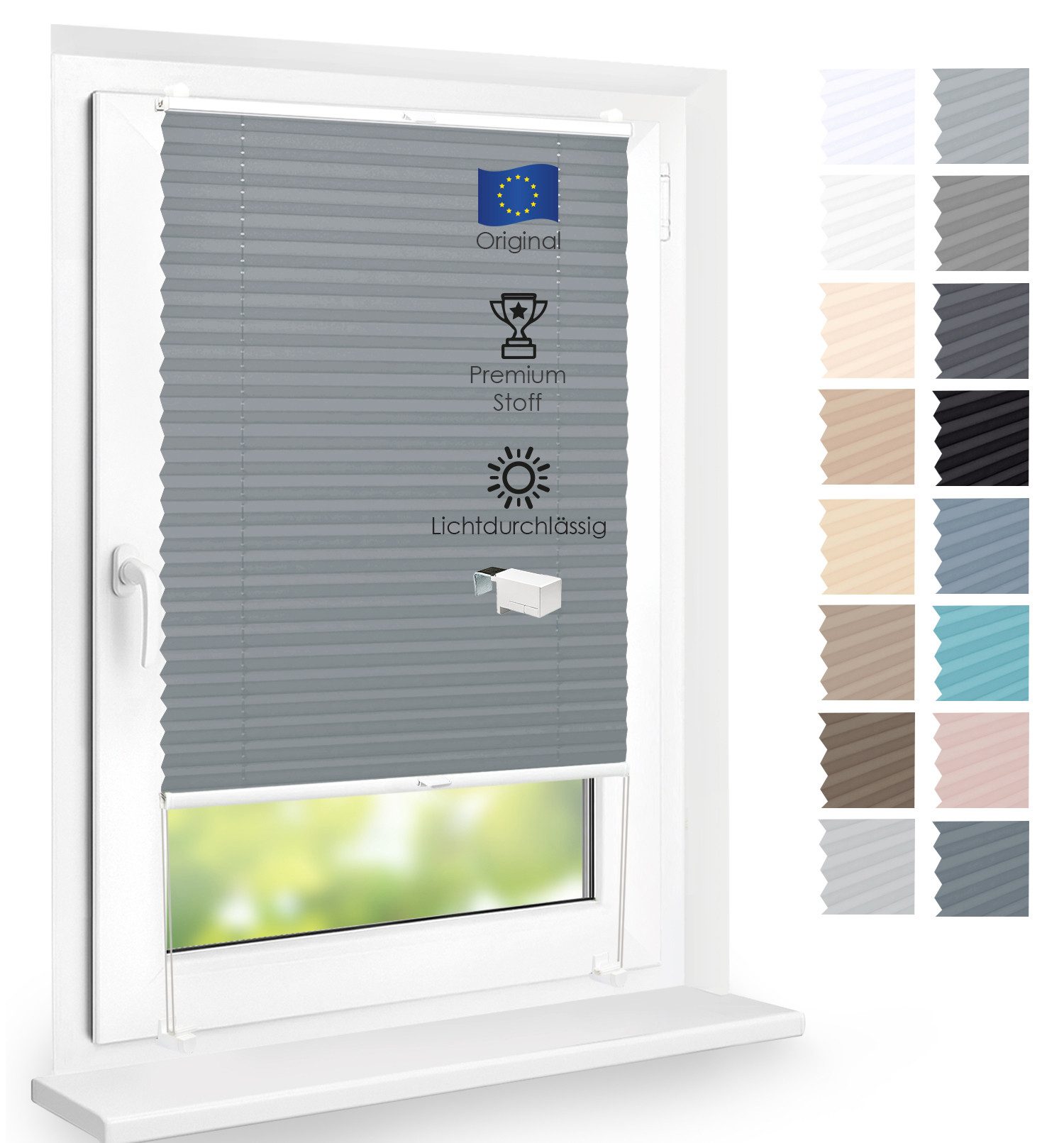 DomDeco Plissee Premium Plissee ohne Bohren, Sichtschutz, lichtdurchlässig, blickdicht, Klemmfix, Klemmfix, UV-beständig, modernes Design, stufenlos