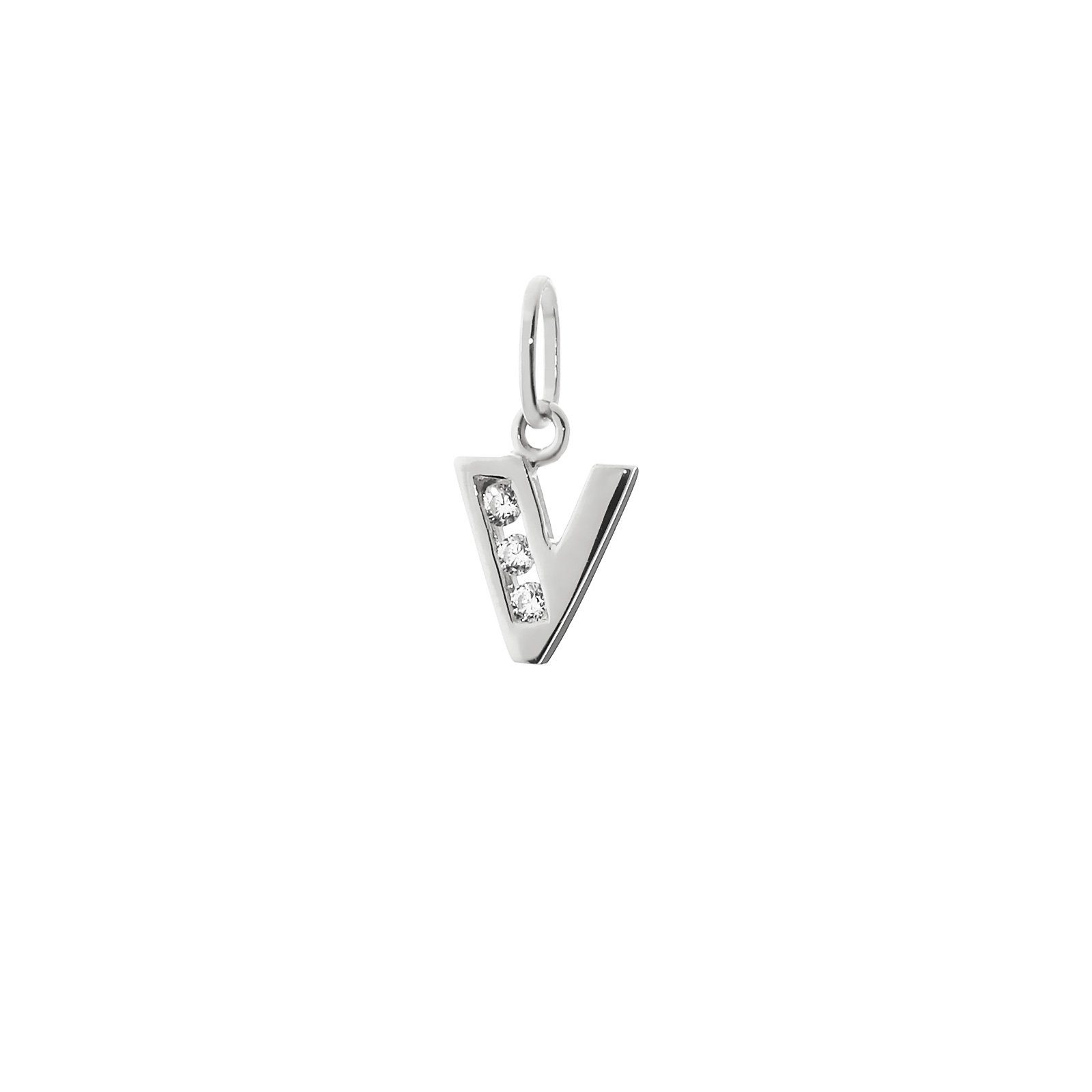 Buchstabenanhänger Buchstabe V Kleine Kettenanhänger 925 Sterlingsilb