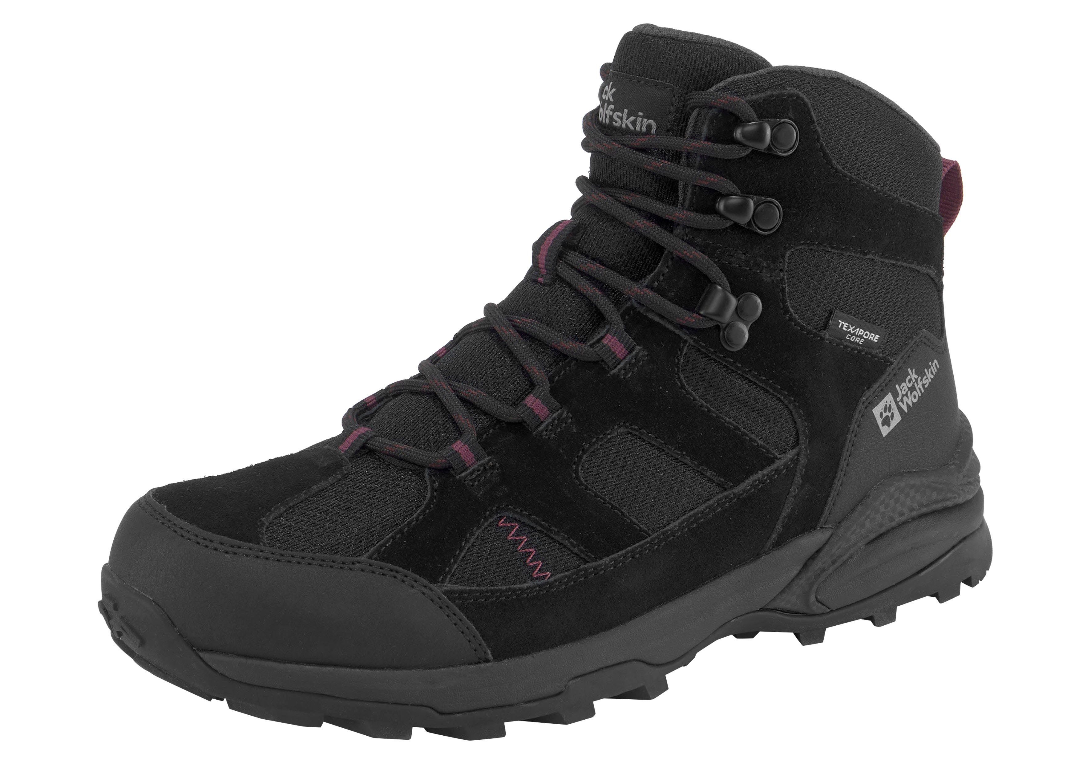 TRAIL schwarz-lila Wolfskin wasserdicht Wanderschuh Jack HIKER TEXAPORE MID