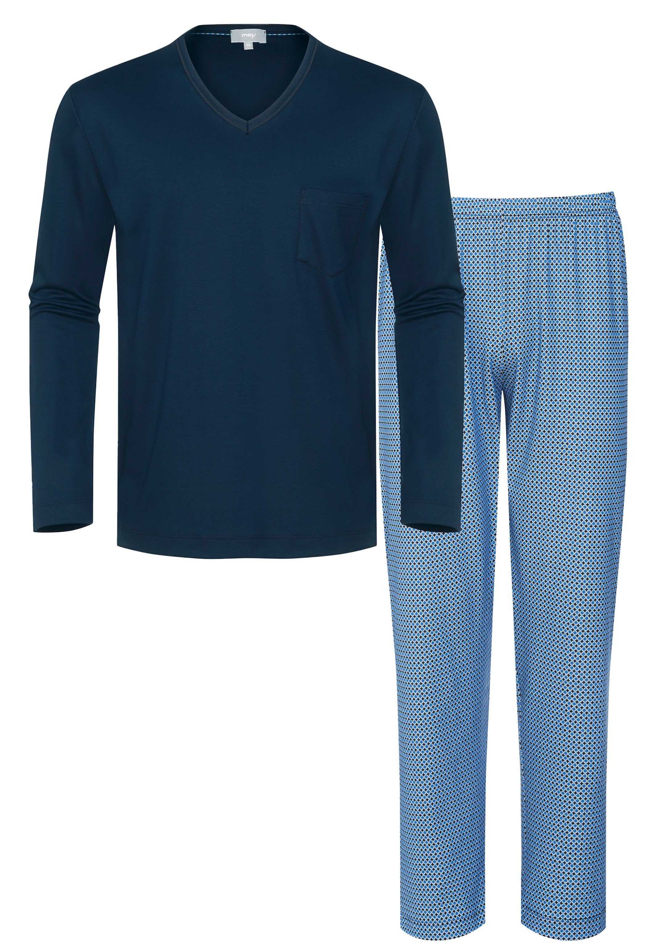 Mey Pyjama Basic Lounge Nightwear San Pedro (Set, 2 tlg) Schlafanzug - Baumwolle - Mit Brusttasche, Komfortbund blue (dunkelblau_blau_farbkachel)