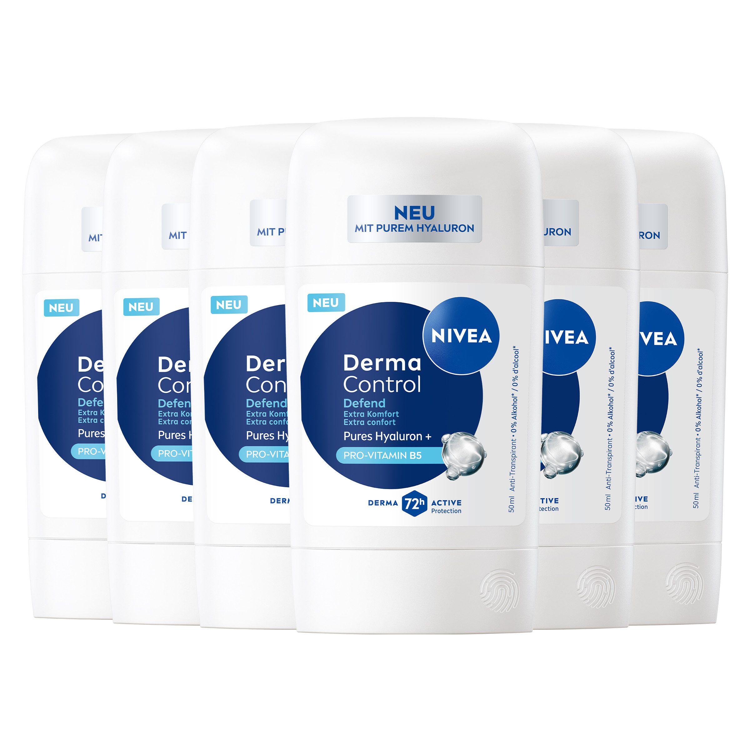 Nivea Deo-Stift Deodorant Derma Control Defend Stick 6 x 50ml, 6-tlg.