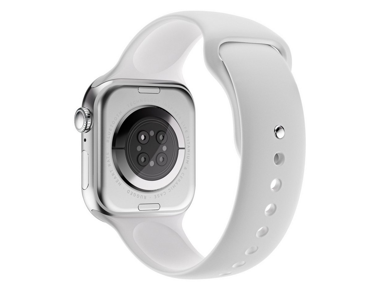 Platinet PSMART10 Smartwatch (4,7 cm/1,85 Zoll), AMOLED Display mit Gesundheitsfunktionen und langer Akkulaufzeit silberfarben