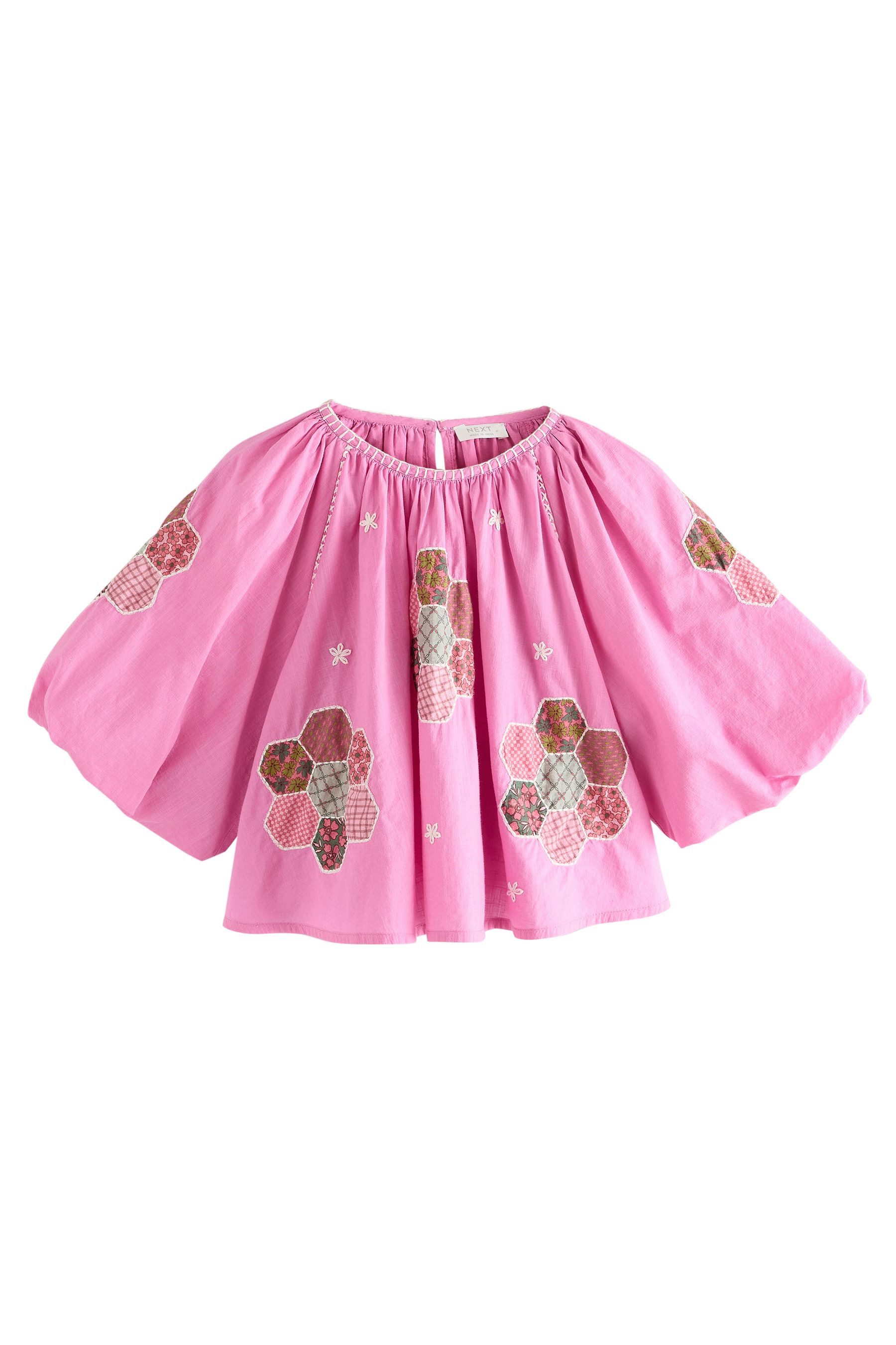 Blusentop Patchworkbluse aus 100 % Baumwolle