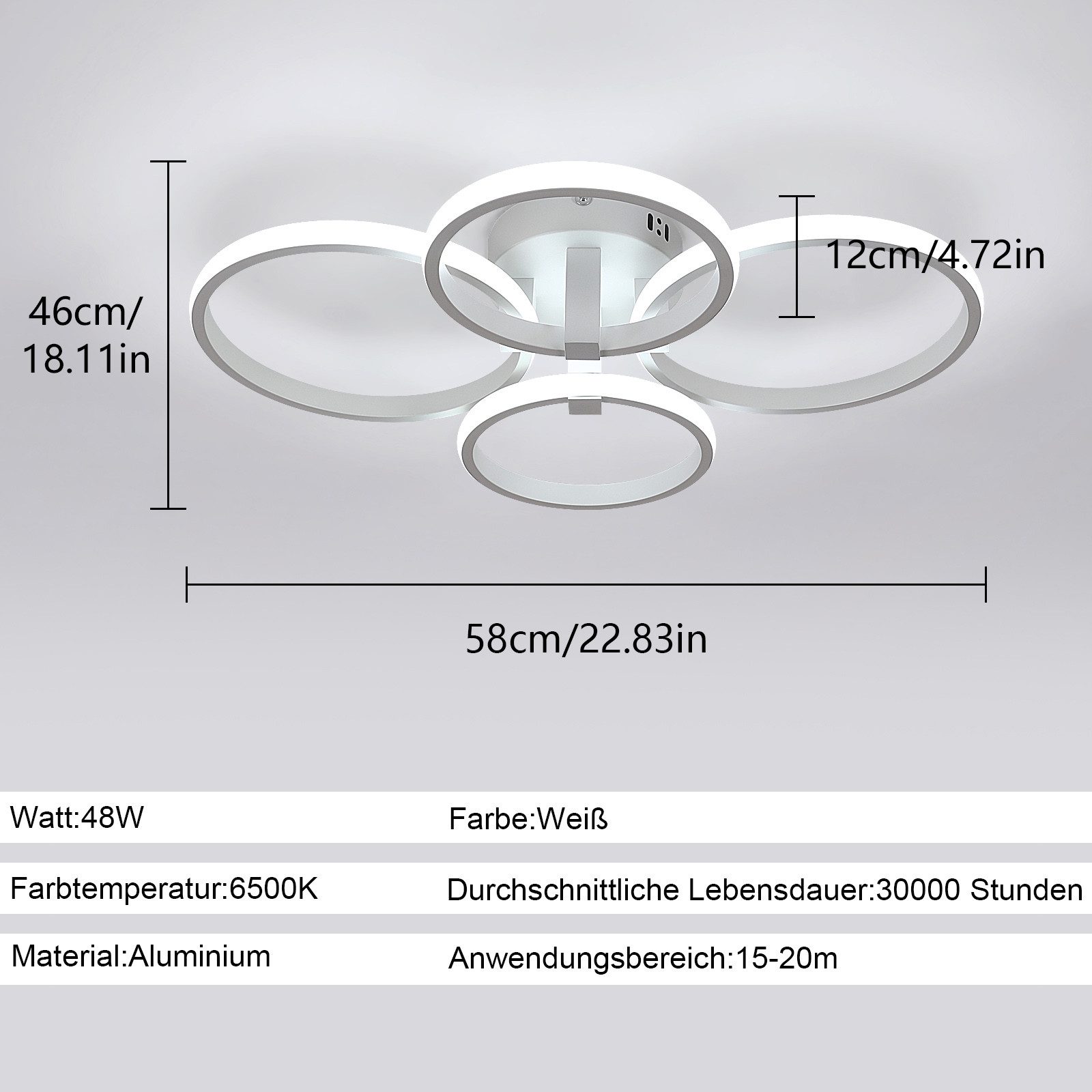 Goeco Deckenleuchte mit LED-Ring, asu Aluminium günstig online kaufen