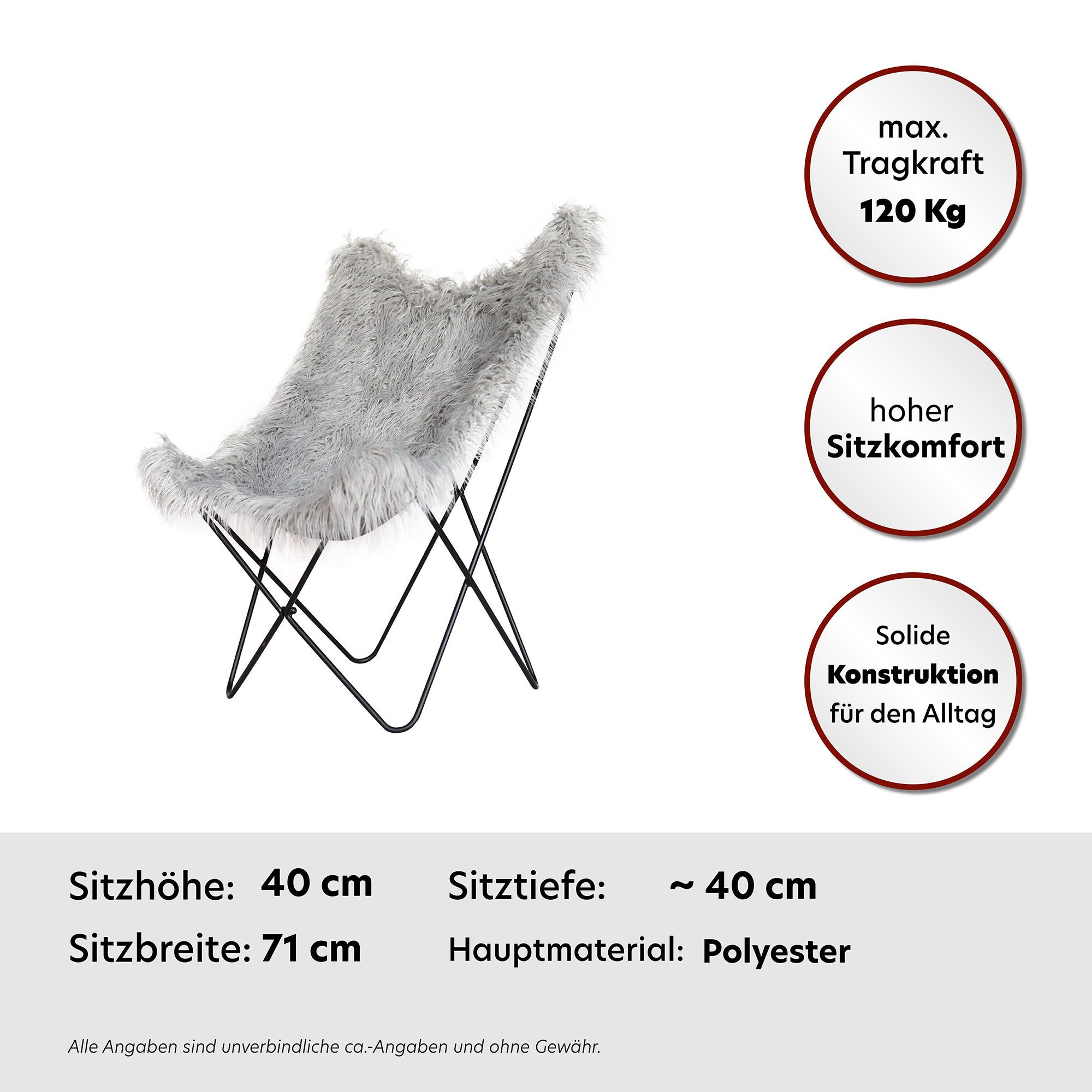 Kayoom Stuhl (1 St), weicher Bezug aus Kunstfell, teilweise handgefertigt