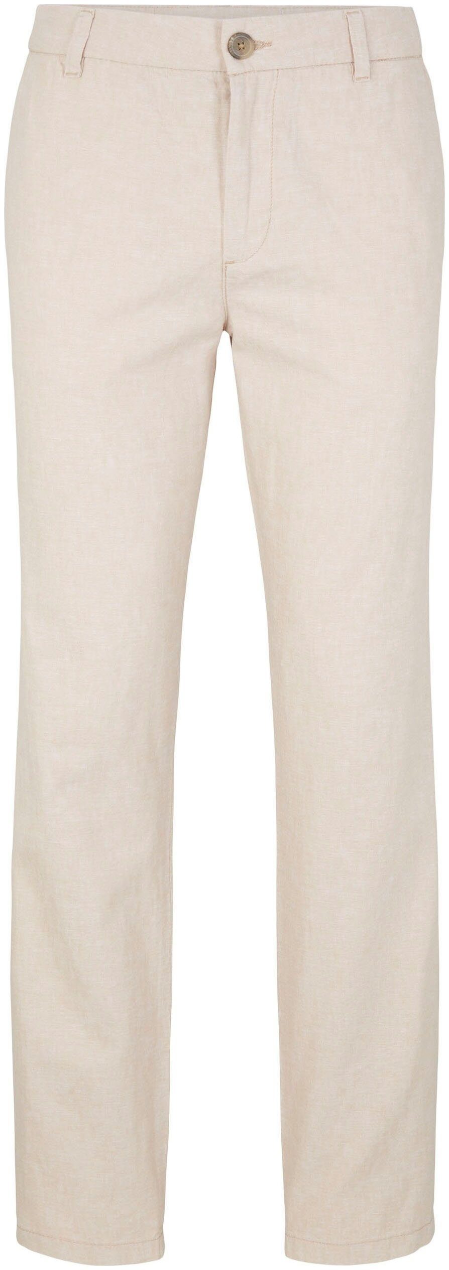 TOM TAILOR Chinohose aus Leinengewebe beige caramel