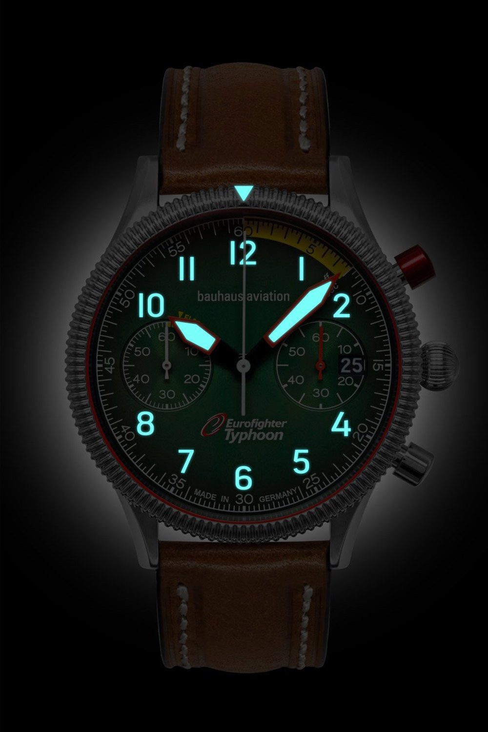 bauhaus Quarzuhr 2576-4, Herrenuhr Aviation Eurofighter Chronograph Braun/Grün