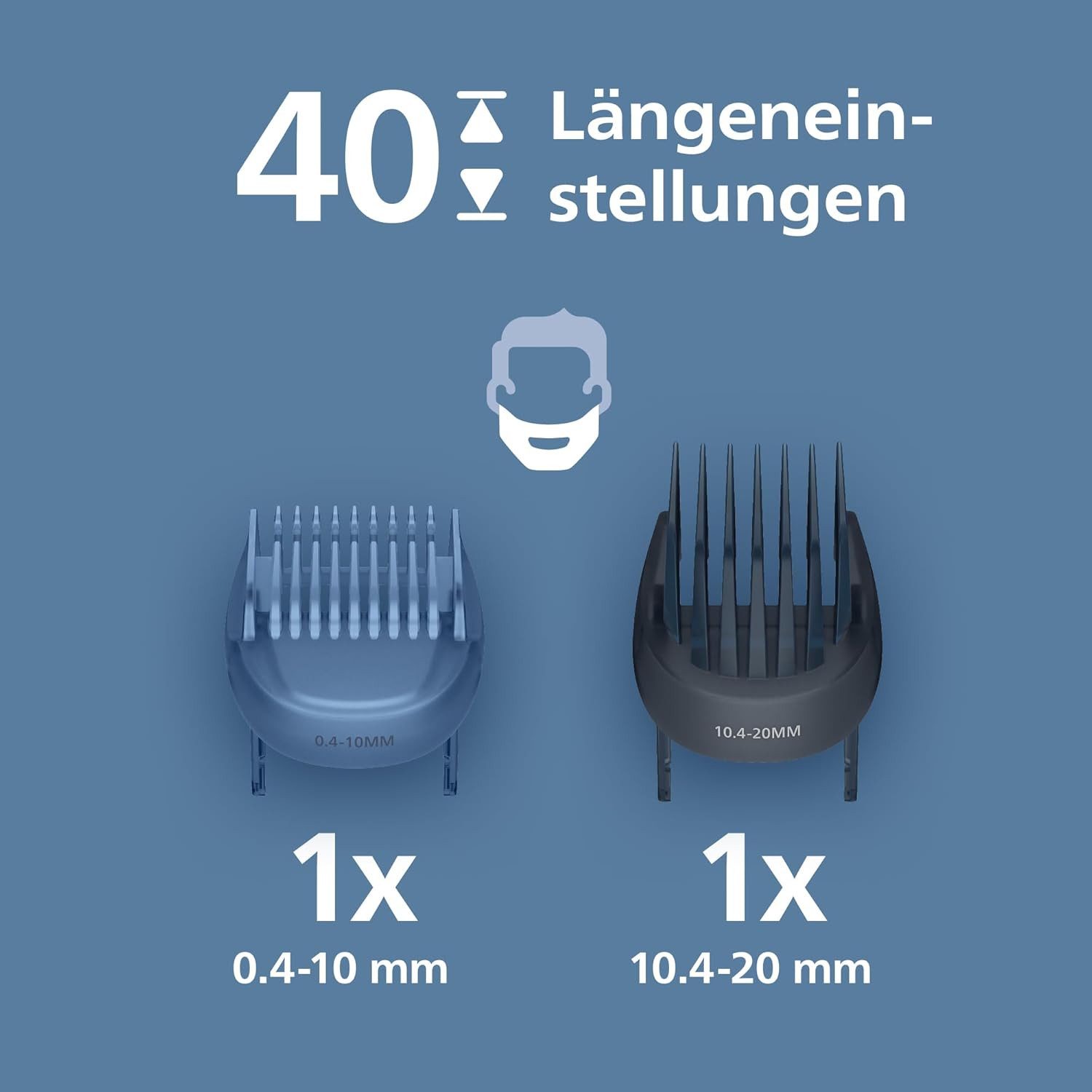 Philips Haar- und Bartschneider Philips Bartschneider 5000er wasserdicht BT5785/30, BeardSense-Technologie, Haarkollektor, 100% wasserdicht, selbstschärfende Metallklingen, 40 Längeneinstellungen, Reiseetui